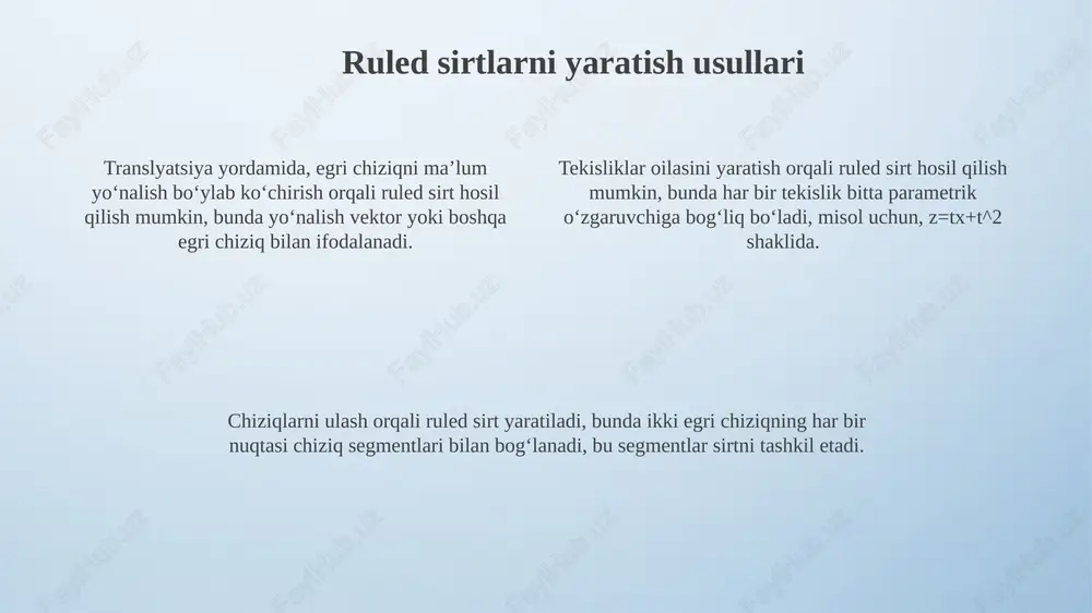 toʻgʻri chiziqli sirtlar - Page 4