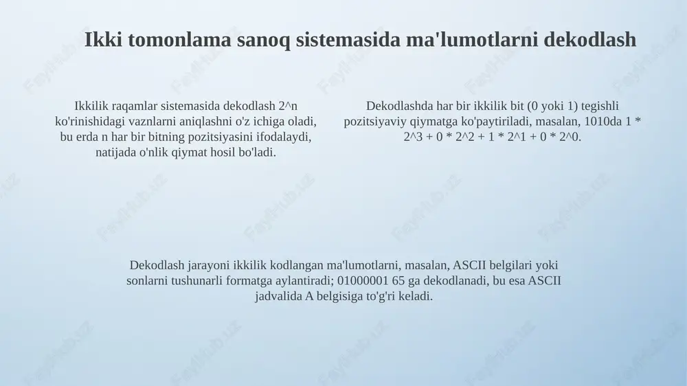 ikki tomonlama sanoq sistemasida ma'lumotlarni kodlash - Page 4