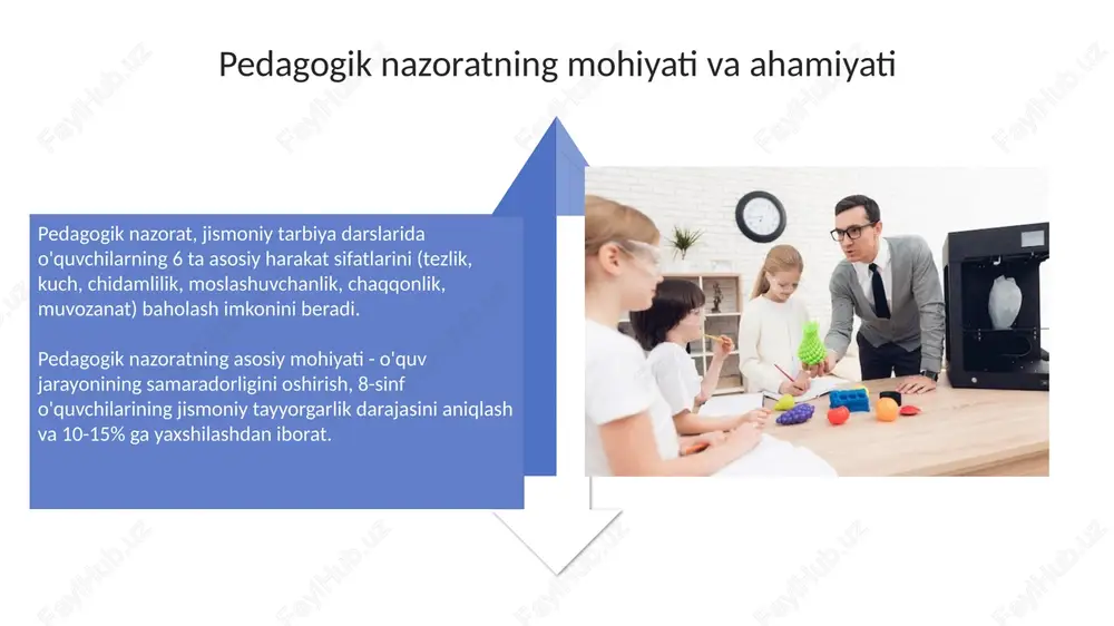 natijalari 85% holatlarda dars samaradorligini oshirishga qaratilgan 3-4 ta aniq takliflarni ishlab chiqishga yordam beradi. tavsiyalar ishlab chiqish tavsiyalar ishlab chiqishda 10 ta asosiy ko'rsatkichni aniqlash, jismoniy faollik darajasini oshirish uchun 3 ta oddiy mashqni kiritish muhim hisoblanadi. pedagogik tahlil natijalariga ko'ra, 5 xil tavsiyalar ishlab chiqish, ularni 2 oy davomida sinovdan o'tkazish, o'zgarishlarni kuzatish kerak. xulosa "xulosa" qismi, darsning 40-45 daqiqasida yakunlanib, o'quvchilarning 5 asosiy kompetensiyasi bo'yicha erishgan natijalari qisqacha tahlil qilinadi. pedagogik tahlilning "xulosa" bosqichi, 3 muhim yo'nalishni o'z ichiga oladi: maqsadga erishish darajasi, xatolarni tuzatish usullari va kelgusi dars rejalari. e'tiboringiz uchun rahmat slide 1 slide 2 slide 3 slide 4 slide 5 slide 6 slide 7 slide 8 slide 9 slide 10 slide 11 slide 12 slide 13 slide 14 slide 15 slide 16 slide 17 slide 18 slide 19 slide 20