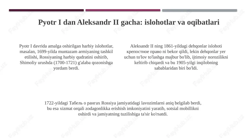 xvii asr oxiridan xix asrning 70-yillarigacha rossiya - Page 4