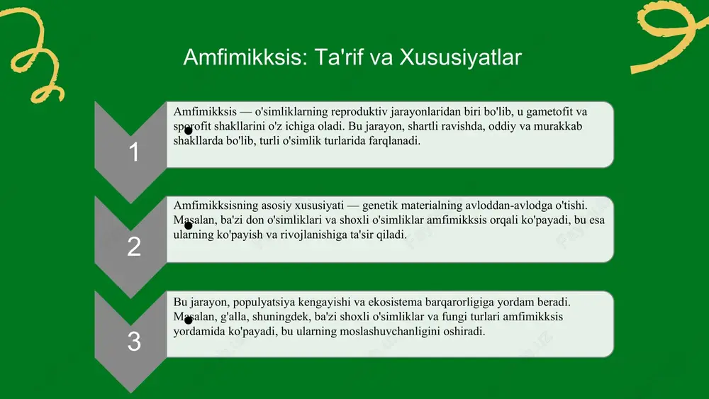 toliklar amfimikksis va apomiksisda genetik mutatsiyalar, atrof-muhit ta'siri yoki texnik nosozliklar natijasida yuzaga kelishi mumkin, bu esa genetik material sifatiga zarar etkazadi. asosiy xatoliklar genetik mexanizmlardagi buzilishlar, nazorat tizimlaridagi kamchiliklar va atrof-muhit zararlaridan kelib chiqadi. bu, o'z navbatida, turlar va genetik xilma-xillikka ta'sir qiladi. xatoliklarni oldini olish uchun genetik nazoratni kuchaytirish, atrof-muhitni boshqarish, texnologik yondashuvlarni qo'llash va zamonaviy diagnostika usullaridan foydalanish muhimdir. xatoliklar tahlili amfimikksis va apomiksis jarayonlarida eng ko'p uchraydigan xatoliklar orasida genetik materialning noto'g'ri uzatilishi, noto'g'ri urug'lantirish usullari va genetik mutatsiyalar bor. har bir xatolik turi: genetik mutatsiyalar, urug'lantirishdagi xatoliklar va genetika materialining uzatilishidagi muammolar. masalan, mutatsiyalar genetik moslikni buzadi. xatoliklarni aniqlash uchun molekulyar genetik metodlar, statistik tahlil va tajriba o‘tkazish usullari qo‘llaniladi, shuningdek, oldini olish choralari ishlab chiqiladi. oldini olish usullari xatoliklarni oldini olish uchun monitoring, protokollarga rioya qilish, o'qitish, texnologiyadan foydalanish kabi usullar tavsiya etiladi. eng yaxshi amaliyotlar orasida nazorat, avtomatlashtirish, muloqot va muammolarni proaktiv hal …