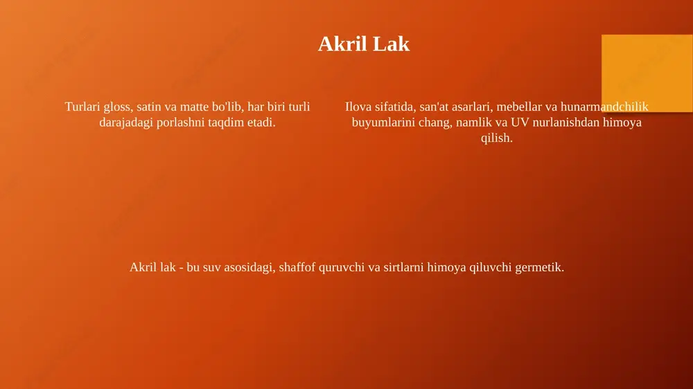 li va akril – bu har biri turli xususiyatlarga ega bo‘lgan keng tarqalgan turlar. e'tiboringiz uchun rahmat image3.png image1.png image4.jpg