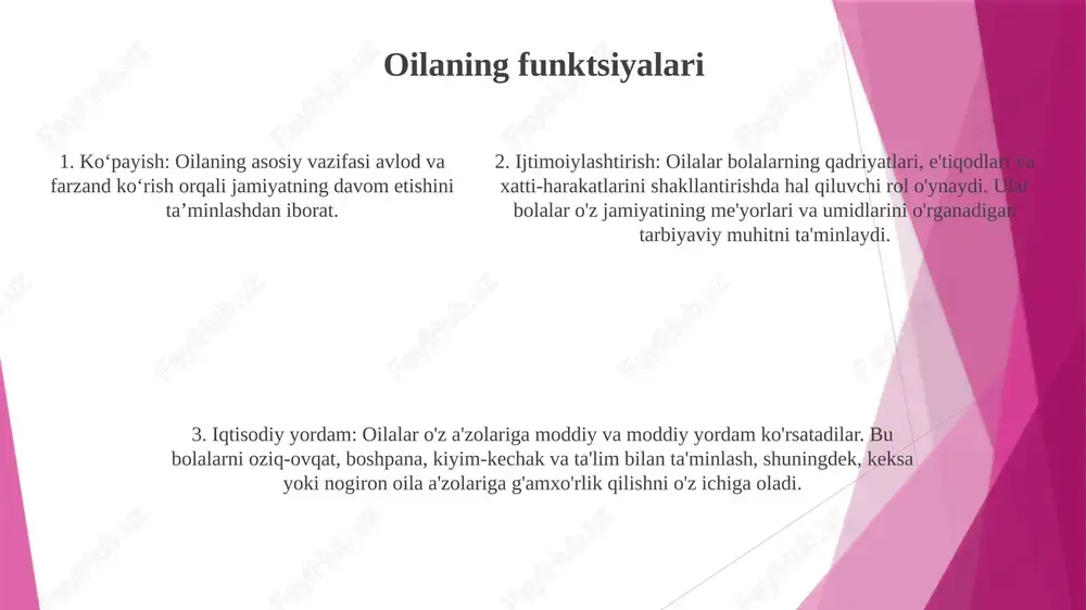 yillar avval yashagan mikroskopik organizmlarning toshga aylangan qoldiqlaridan hosil bo'ladi.- bu qayta tiklanmaydigan resurs, ya'ni bir marta ishlatilsa, uni to'ldirish mumkin emas neftning siyosiy ahamiyati- neft strategik ahamiyati tufayli ko'pincha "qora oltin" deb ataladi.- neft resurslarini nazorat qiluvchi davlatlar ulardan siyosiy ta'sir o'tkazish uchun foydalanishi mumkin.- neft sanoati ham mojaro va beqarorlik manbai bo'lishi mumkin. neftning iqtisodiy ahamiyati- neft jahon iqtisodiyotining qon tomiridir.- u elektr transporti, elektr energiyasi ishlab chiqarish va mahsulotlar ishlab chiqarish uchun ishlatiladi.- neft narxi ishlab chiqaruvchi va iste'mol qiluvchi mamlakatlar iqtisodiyotiga katta ta'sir ko'rsatishi mumkin. ijtimoiy tabaqalanish va tengsizlik oila va uning asosiy funksiyalari (oila va uning asosiy funktsiyalari)oila muhim funktsiyalarni, jumladan, sotsializatsiya, ko'payish va hissiy qo'llab-quvvatlashni amalga oshiradigan ijtimoiy institut sifatida. ijtimoiy tabaqalanish jamiyatni daromad, ta'lim, hokimiyat kabi omillarga asoslangan ierarxik qatlamlarga bo'lish. tengsizlik resurslarga, imkoniyatlarga va ijtimoiy mavqega kirishda shaxslar va guruhlar o'rtasidagi tafovut. oila xilma-xilligi va o'zgarishi oila xilma-xilligi: oilalar turli shakllarda, o'lchamlarda …