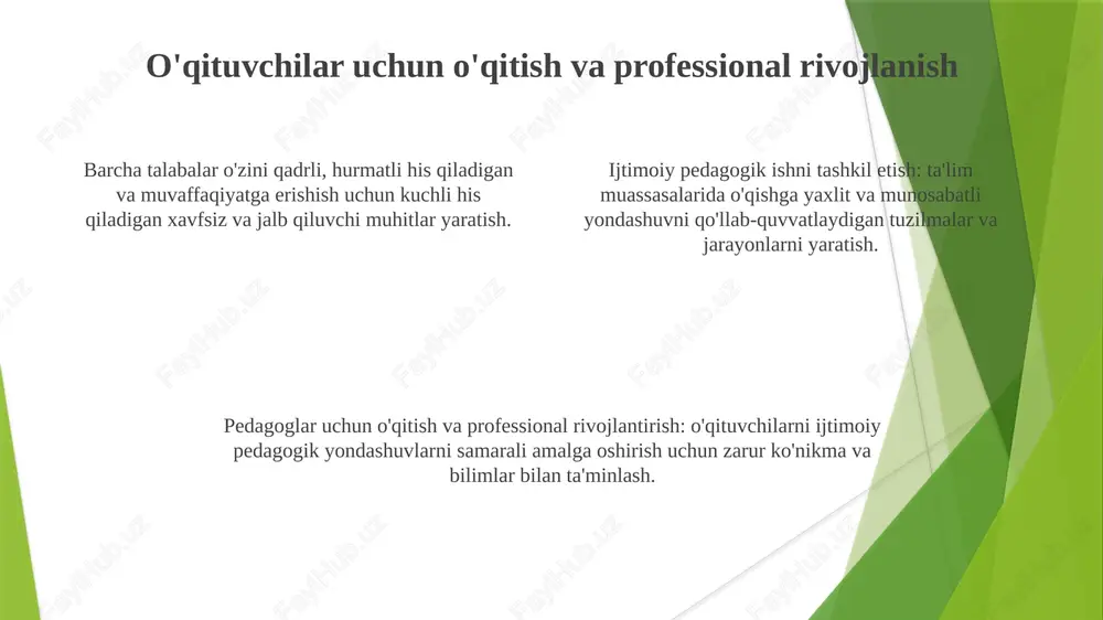 arini qondirib, uning har tomonlama rivojlanishini qo'llab-quvvatlaydi. ijtimoiy pedagogik ishni tashkil qilish o'qituvchilar, oilalar va jamoatchilik o'rtasidagi hamkorlikni talab qiladi. ijtimoiy pedagogika o'quv dasturiga, darsdan tashqari mashg'ulotlarga va maktab muhitiga birlashtirilgan bo'lib, o'quvchilarning farovonligi va ijtimoiy mas'uliyatini targ'ib qiladi. o'qishdagi qiyinchiliklar va to'siqlarni bartaraf etish ijtimoiy-pedagogik prinsiplarni o'quv dasturi va maktab madaniyatiga integratsiya qilish. o'qituvchilar va talabalar uchun hamkorlik tuzilmalari va amaliyotlarini yaratish. o'qituvchilar va talabalar uchun hamkorlik tuzilmalari va amaliyotlarini yaratish. ijtimoiy pedagogik dasturlar va amaliyotlarni ishlab chiqish ijtimoiy pedagogik ish bolalar va yoshlarni qo'llab-quvvatlovchi va inklyuziv muhitda ularning ko'nikmalarini rivojlantirish, ijobiy munosabatlarni shakllantirish va individual ehtiyojlarini qondirish orqali ularni kuchli qilishga qaratilgan. ta'lim muassasalarida ijtimoiy pedagogik ishni tashkil qilish maktablarning kundalik faoliyatiga, jumladan o'qituvchilarni tayyorlash, sinfni boshqarish va talabalarni qo'llab-quvvatlash xizmatlariga ijtimoiy pedagogik printsiplar va usullarni birlashtirishni o'z ichiga oladi. ijtimoiy pedagogik dasturlar va amaliyotlarni rivojlantirish ta'lim, ijtimoiy va hissiy yordamning birlashtirilgan yondashuvi orqali bolaning har tomonlama rivojlanishini …