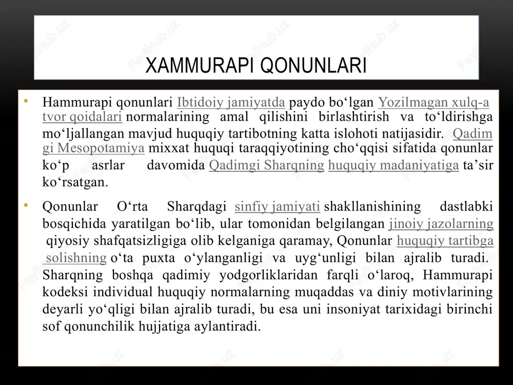 elgan tartib-qoidaga amal qilsinlar. bordiyu raiyat bunga rozi bo‘lmasa, bori-bo‘lganicha ish tutsinlar». https://www.youtube.com/watch?v=mah4-rqpvly arablar istilosi bilan bog‘liq ravishda yuzaga kelgan hujjatlar vaqfnomalar yerga egalik qilish huquqi, qancha yer qachon, kimga va qancha muddatga berilganligi, uni ijaraga berish tartibi, ijara haqi me’yorlari, mulkdan olinadigan daromad, ularni sarflash yo‘llari hamda to‘lanadigan soliqlar kabi jihatlar mukammal aks etgan hujjat hisoblanadi. “o’zbek tilining izohli lug’ati”da vaqfnoma izohi yer-suv, xo‘jalik binolari va daromad keltiradigan boshqa mulklarni diniy ehtiyoj yoki xayriya ishlari uchun diniy muassasalar hamda ayrim ruhoniylar tasarrufiga ixtiyoriy suratda o‘tkazganlik to‘g‘risidagi hujjat. vasiqa vasiqa ham qadimda keng tarqalgan hujjat turlaridan biri bo‘lib, mulkka bo‘lgan egalikni bildiruvchi, kishilar o‘rtasidagi munosabatlarni huquqiy asosga qo‘yuvchi hujjat sanalgan va qozilar tomonidan tasdiqlangan. vikipediya, ochiq ensiklopediya vasiqa haqida vasiqa, kupchiy — yaqin va oʻrta sharq mamlakatlarida (shu jumladan, 1917-yilgacha turkistonda) yer-mulk oldi-sotdisi toʻgʻrisida tuzilgan rasmiy shartnoma. v. koʻchmas mulkka (yer-suvga va xoʻjalik binolariga) doimiy yoki vaqtinchalik egalik qilish huquqini …