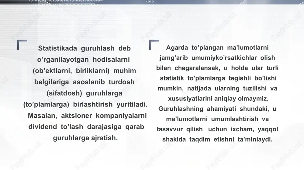 statistik jamlash va guruhlash - Page 4