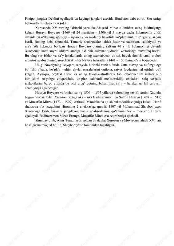 ti bo‘lib qolgan hirot taxtiga marhumning 3 – o‘g‘li bo‘lmish boysung‘ur mirzoning o‘g‘li va suyukli nabirasi alouddavla mirzoni o‘tqazish tarafdori edi. gavharshod begim va tarxon amirlar abdullatifni oliy bosh qo‘mondonlikka tayinlab, uning amakivachchasi alouddavlani hirot taxtiga o‘tqazishgan. bu qarordan norozi bo‘lgan abdullatif alouddavlaga qarshi urush ochgan, lekin nishopur yaqinidagi jangda (1447) yengilib, hibsga olingan. ulug‘bek farzandi hayotini saqlab qolish maqsadida alouddavla bilan sulh tuzishga majbur bo‘lgan. unga ko‘ra, alouddavla xuroson hukmdori deb tan olinib, abdullatifga balx ulusi berilgan. biroq ko‘p o‘tmay sulh buzilib, ulug‘bek 1448 yil bahorida abdullatif bilan birgalikda 90 ming askar bilan xurosonga kelib, hirot yaqinida bo‘lgan jangda alouddavlani tor-mor qiladi. g‘alaba abdullatifning shaxsiy shijoati va lashkarboshilik iste’dodi tufayli erishilgan bo‘lsa ham, ulug‘bek fathnomani kichik o‘g‘li abdulaziz nomidan e’lon qiladi. undan tashqari, bobosi shohrux tomonidan abdullatifga vasiyat qilingan hirotdagi ixtiyoriddin qal’asi va uning ichidagi boyliklarini ham ulug‘bek abdulazizga beradi. shundan so‘ng ulug‘bek bilan abdullatif o‘rtasidagi munosabat ochiq dushmanlik …