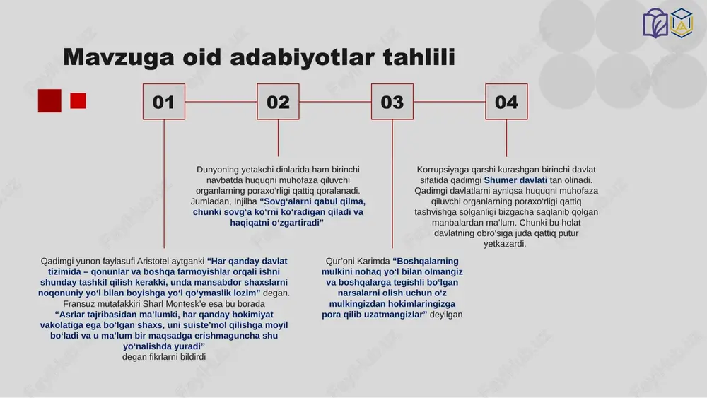 i kurashishda qonunchilikka qatʼiy rioya qilish hamda byuro faoliyati ustidan parlament nazoratining g‘oyatda samarali mexanizmi nazarda tutilgan. shuningdek, bunda deputatlik so‘rovlarining umumeʼtirof etilgan amaliyoti, yuqorida qayd etilgan huquqni muhofaza qilish idoralari rahbarlarini maxsus parlament qo‘mitalariga taklif qilish, maxsus “ad hoc” komissiyalarini tuzish va boshqalar qo‘llanilib kelinmoqda. qiyosiy tahlil etilganligi o‘zbekistonda xorijda xorijda taklif ta’lim muassasisi direktori va o‘rinbosarlarini rotatsiya qilish tizimining huquqiy asosi mavjud emas xitoyda barcha davlat hokimiyati va boshqarish organlarida barqaror ro’yobga oshiriladigan kadrlar rotatsiyasi korrupsiyaga qarshi kurashishda ijobiy uslub hisoblanadi. kadrlar rotatsiyasi amaldorlarning shakillangan xizmat, qarindosh-urugʻ do’st-yor va boshqacha aloqalaridan foydalanishni kamaytirdi amaldagi qonunlarga rotatsiya tizimi mexanizmlarini kiritish kerak korrupsiyaga oid jinoyatlarning aksar xolatda ochiqlanmasligi va shaxsning keyingi ish faoiliyatida salbiy ta’sir mavjud emas daniyada korrupsiya saviyasi pastligining asosiy sabablarining biri, korrupsiyani faqatgina davlat amaldorlari emas, balki xalq orasida qoralash odatga aylangan. mamlakatlik odob-axloq kodeksi, amaldorlarning nomus kodeksi, hukumat darajasida oshkoralik va shaffoflik hukm suradi. o‘sha sababli, …