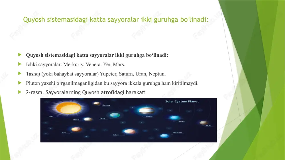 unonchi, togʻlarni, tepalarni, daraxtlarning uchlarini, soʻngra past yerlarni yoritadi. quyosh botayotganda ham uning soʻnggi nurlari baland yerlarni yoritib turadi; kema qirgʻoqdan uzoqlashib ketayotganda dengiz yuzasining dumaloqligi tufayli kemaning tanasi va oxirida machtalarning uehlari koʻzdan gʻoyib boʻladi uzoqdan kelayotgan teplovozning avval tutuni, soʻngra oʻzi koʻrinadi; yuqoriga koʻtarilgan sari gorizont chizigʻining kengayib borishi ham yer sharining koʻlarni haqidagi dastlabki ma’lumotlarni qadimgi yunon, arab va oʻrta osiyolik olimlarning asarlarida uchratish mumkin. miloddan oldingi 11 asrda yashagan yunon olimi erotosfen hisobiga koʻra, yer aylanasining uzunligi 39 000 km.ga teng. umisming siyena (hozirgi asvon) shahri bilan lskandariya shaharlarida 22-iyunda quyosh nurining tushish burchagini oʻlchadi. siyena shahrida 22-iyun tush vaqtida quyosh 90° burchak hosil qilib tik tushsa, shu vaqtda undan 5 000 stadiya1 shimolda joylashgan iskandariyada 82° 48’burchak bilan tutashgan, oraliqdagi farq 7° 12’ ga teng edi. eratosfen bu ikki shahar orasidagi masofani t 12’ ga taqsimlab, uni 360° ga koʻpaytiradi, bu esa yer shari aylanasining …