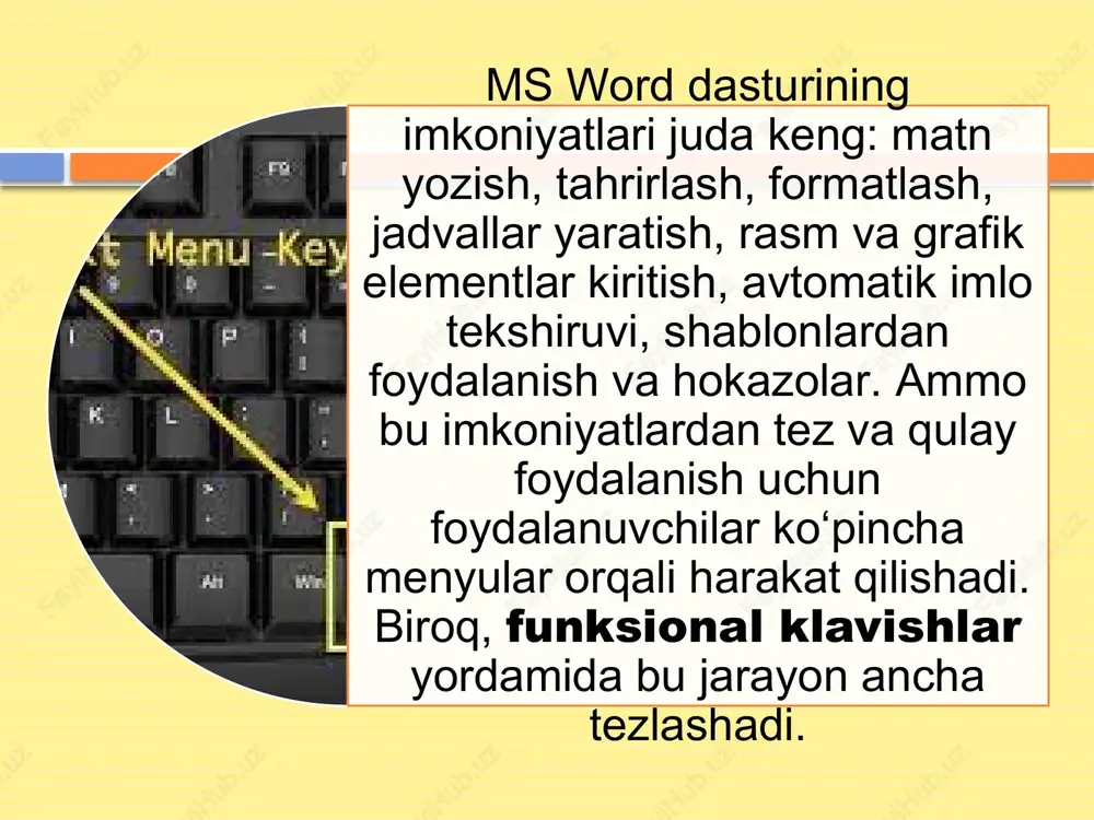 ms word dasturida funksional klavishlardan foydalanish - Page 4