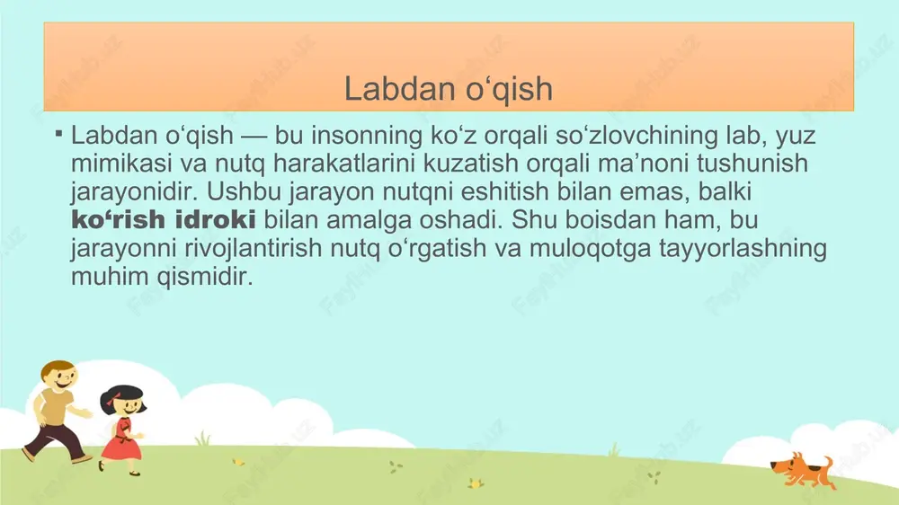 va m. ko‘ruv idrokini rivojlantirish metodikasi. – toshkent, 2022. ochildiyev m. logopediya fanining asosiy yo‘nalishlari. – toshkent: universitet, 2014. yuldasheva d. pedagogik psixologiya. – toshkent, 2015. internet manbalari: www.edu.uz image7.jpeg image8.png image3.png image9.png image10.png image11.png image5.png image1.png /docprops/thumbnail.jpeg