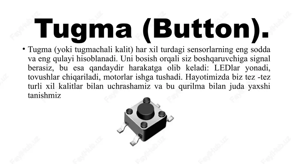 ugma. yorug‘lik diodini yoqish misolida tugmaning bosilishiga ishlov berish. - Page 4