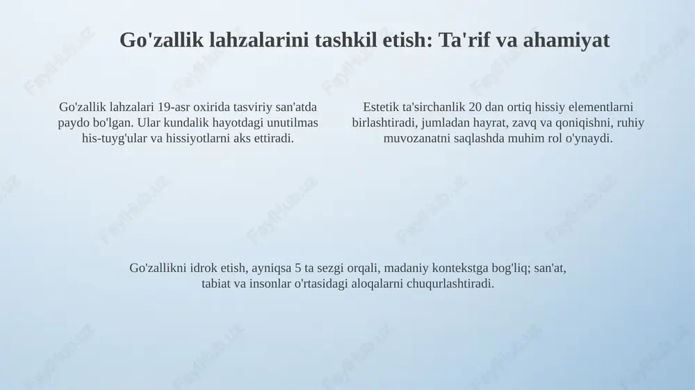 liy faoliyatni o'z ichiga oladi. ilhomlantirish, bu yangi g'oyalar paydo bo'lishiga turtki beruvchi tashqi omil, 5 ta sezgi orqali qabul qilinadi. mavzularni tanlash va moslashtirish mavzularni tanlashda 1-bosqich talabalarning qiziqishini hisobga oling, chunki bu darsda 25% ko'proq ishtirok etish va bilim olishga yordam beradi. moslashtirishda 3 ta asosiy usulni qo'llang: vizual, auditorial va kinestetik, bu usullar 70% gacha turli o'quv uslublariga moslashish imkonini beradi. mavzularni moslashtirishda 10 daqiqalik tanaffuslar kiritish lozim, bu esa 15-20% gacha diqqatni jamlash qobiliyatini oshiradi. muammolarni hal qilish va ijodiy yondashuv muammolarni hal qilishning iterativ 8 qadamli modeli mavjud bo'lib, u ma'lumotlarni tahlil qilish va 3 ta muqobil yechimlarni baholashni o'z ichiga oladi. ijodiy yondashuvlarda divergensiya va konvergensiya muhim bosqichlardir; 5 ta yangi g'oyani yaratish va ulardan 2 tasini tanlash kabi. lateral fikrlash 6 ta fikrlash qalpog'idan foydalanishni o'z ichiga oladi va bu 4 xil hissiyotga e'tibor qaratish orqali muammolarni hal qilishda yordam beradi. darsdan tashqari …