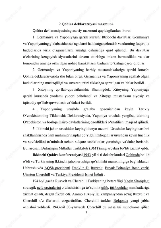 umkinligiga bagʻishlandi. uchrashuvda aqsh prezidenti franklin d. ruzvelt, buyuk britaniya bosh vaziri uinston cherchill va turkiya prezidenti ismet i̇nönü . 1941-yilgacha ruzvelt va cherchill turkiyaning betarafligi yaqin sharqdagi strategik neft zaxiralarini oʻzlashtirishiga toʻsqinlik qilib, ittifoqchilar manfaatlariga xizmat qiladi, degan fikrda edi. ammo 1942-yilgi kampaniyadan so'ng ruzvelt va cherchill o'z fikrlarini o'zgartirdilar. cherchill turklar bolqonda yangi jabha ochishni xohlardi. 1943-yil 30-yanvarda cherchill bu masalani muhokama qilish uchun turkiyaning adana shahridan 23 km uzoqlikda joylashgan enidjeda poyezd vagonida inönü bilan yashirincha uchrashdi. boshqa tomondan, ruzvelt hamon turkiyaning hujumi juda xavfli bo'ladi va turkiyaning mumkin bo'lgan muvaffaqiyatsizligi ittifoqchilar uchun halokatli bo'ladi, deb hisoblardi . inönü 11 yillik tinimsiz urushlar (italiya-turkiya, bolqon urushlari, birinchi jahon urushi va turkiya mustaqillik urushi) davomida oʻz mamlakati boshidan kechirgan mashaqqatlarni, hududi, aholisi va boyligidan ayrilganini juda yaxshi bilardi. 1911-22 yillar oralig'ida va turkiyani imkon qadar uzoq vaqt davomida urushdan chetlashtirishga qaror qildi. inönü, shuningdek, turkiyaga moliyaviy va harbiy …