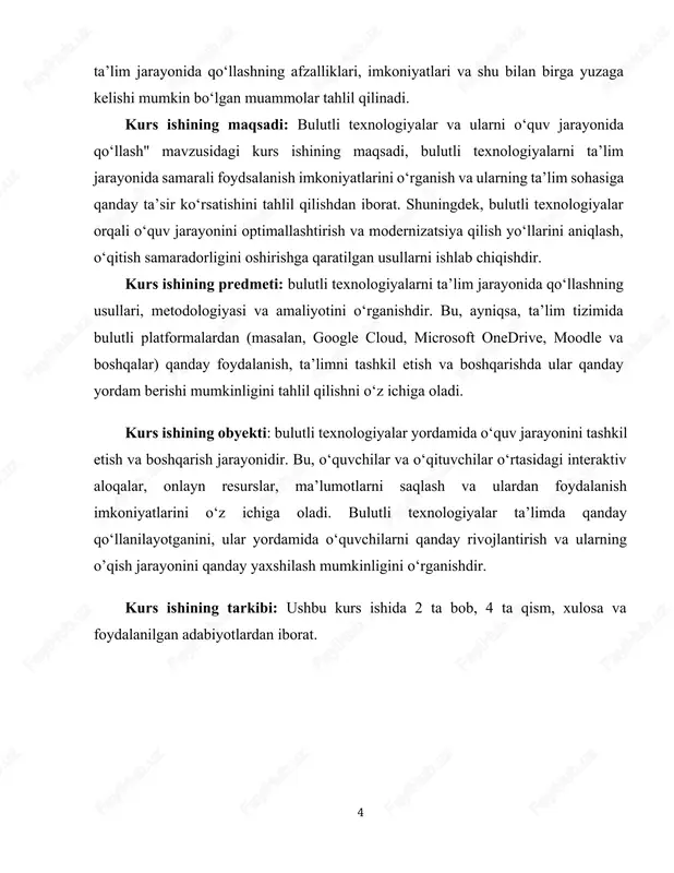 jlantirish uchun katta ishlar olib borilayotganligini ko‘rsatadi. bugungi kunda bulutli hisoblashlar sohasi va ular taqdim etayotgan xizmatlar spektri ham kengayib bormoqda. xizmatlarning ko‘payishi va qulayligi sababli uning isteʻmolchilari soni ham ortmoqda. bulutli xizmatlarga talablar va murojaatlar ortishi bilan tizimga tushuvchi yuklama miqdori ham ortmoqda. o‘zbekistonda bulutli texnologiyalarning rivojlanishi. bugungi kunda jaxondagi ko‘plab davlatlar qatori o‘zbekistonda ham bulutli texnologiya qo‘llanilishni boshlagan. o‘zbekistonda “o‘zbektelekom” ak “uzcloud” maʻlumotlarni qayta ishlash markazini ishga tushirilgan. “o‘zbektelekom” ak tomonidan ishga tushirilgan “uzcloud” maʻlumotlarni qayta ishlash markazi o‘zbekiston respublikasining birinchi prezidentining 2015-yil 6-martdagi “2015-2019 yillarda yo‘l-transport infratuzilmasini va muxandislik kommunikatsiyalarini modernizatsiya qilish va rivojlantirish dasturi to‘g‘risida” dagi pq-2313 son qaroriga va o‘zbekiston respublikasi prezidentining «axborot – kommunikatsiya texnologiyalarini yanada rivojlantirishga oid qo‘shimcha chora tadbirlar to‘g‘risida»gi qarori. 19.02.2018y. №pq-5349 son qaroriga muvofiq amalga oshirilgan. loyiha bo‘yicha jami toshkent, buxoro va qo‘qon shaxarlarida ma’lumotlarni qayta ishlash va saqlash markazlarini yaratish ko‘zda tutilgan. hozirgi vaqtda toshkent shahrida ma’lumotlarni qayta ishlash …