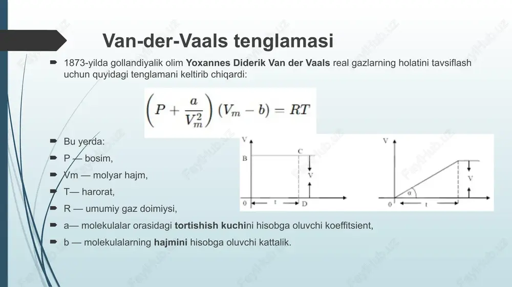 van-der-vaals tenglamasi va izotermalari. real gazning ichki energiyasi - Page 4