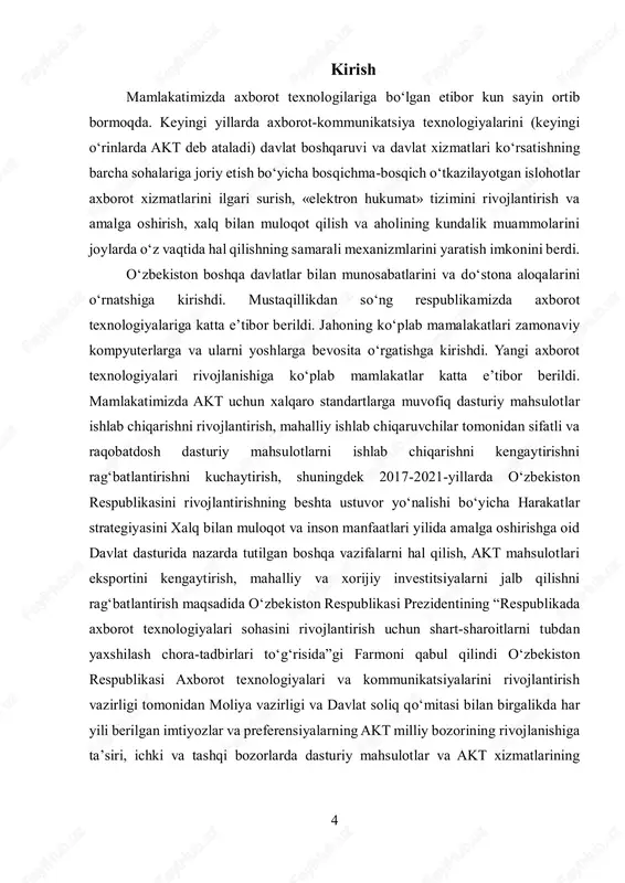 qaratilmoqda. masalan, amerika kompaniyasi "xsolla" o‘zbekistonda o‘yin ishlab chiqarish akademiyasini tashkil etish rejasini e'lon qildi. bu akademiya talabalarga o‘yin yaratish bo‘yicha bilim berish va ishga joylashtirishni ko‘zda tutadi. mazkur tashabbus o‘zbekistonda gamedev sohasining rivojlanishi va yangi kadrlar yetishtirishga yordam beradi. akademiya o‘z bitiruvchilarini xalqaro miqyosda o‘zlarini ko‘rsatishga va investitsiyalar jalb qilishga imkon yaratadi. hozirgi kunda o‘zbekistonda dasturlash so‘nggi 3-4 yilda o‘zbekistonda it va dasturlash sohasi juda tez rivojlanmoqda. hozir o‘quv markazlaridan tortib, davlat va xususiy sektor it loyihalari, freelancing, startaplar va hatto xalqaro kompaniyalarning o‘zbekistonga qiziqishi oshdi. buning asosiy sabablari: raqamli o‘zbekiston 2030 strategiyasi it park’larning ochilishi (toshkent, andijon, namangan, samarqand va hokazo) yoshlarning texnologiyaga qiziqishi va freelancing imkoniyatlarining kengayishi tashqi ish beruvchilarning o‘zbekiston dasturchilarini e’tiborga ola boshlashi dasturlashni o‘rganish uchun: it park rezident kompaniyalari va o‘quv markazlari (najot ta’lim, pdp, bepro, cambridge it, myacademy) online kurslar: najot ta’lim online, udemy, coursera, youtube'dagi o‘zbek tilidagi darslar (o‘zbek dasturchilari kanali va …