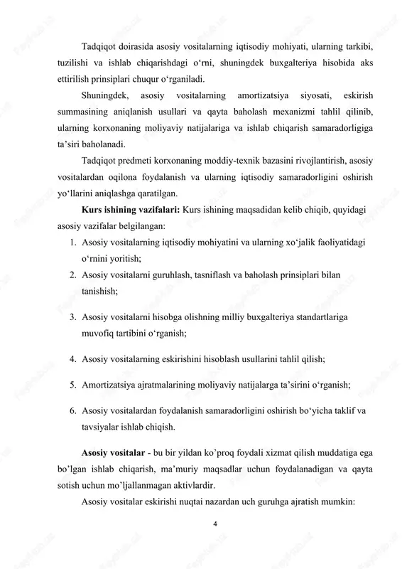balari quyidagilar: obyektni oldi-sotdi shartnomasi bo’yicha sotib olish; kapital kiritmalar yakunlangandan keyin ishga tushirilgan obyektning oldi-berdisi; tasischi tomonidan ustav kapitaliga qo’shilgan ulush; tekin tushum yoki davlat subsidiyasi; ayirboshlash; uzoq mudlatli ijara shartnomasi moddiy-tovar zaxirasi tarkibidan o’tkazish; qiymati avval belgilangan asosiy vositalarsa kapital kiritmalar; inventarizatsiya paytida asosiy vositalarning ortiqcha obyektlarini aniqlash. 5-bhmsning 11-bandi haq evaziga olingan asosiy vositalarning dastlabki qiymatiga kiritilgan quyidagi sarflarni belgilaydi: shartnoma bo’yicha qurilish-montaj ishlari uchun pudratchilarga va aktivlarni yetkazib beruvchilarga to’langan summa; asosiy vositalarga egalik huquqini olish bilan bog’liq ro’yxatga olish yig’imi, davlat bojlari va shunga kabi boshqa to’lovlar; bojxona bojlari va yig’imlari; asosiy vositalar obektlarini sotib olish bilan bog’liq soliqlar va yig’imlar summasi; asosiy vositalar obektlarini sotib olish (yaratish) bilan bog’liq axborot va maslahat xizmatlari uchun to’lanadigan summa; asosiy vositalarning obektlarini yetkazib berish tavakkalchiligini sug’urta qilish bo’yicha harajatlar; asosiy vositalarning sotib olishdagi vositachilarga to’lanadigan haq; asosiy vositalarni o’rnatish, montaj qilish, sozlash, ishga tushirishga to’lanadigan harajatlar; aktivni …