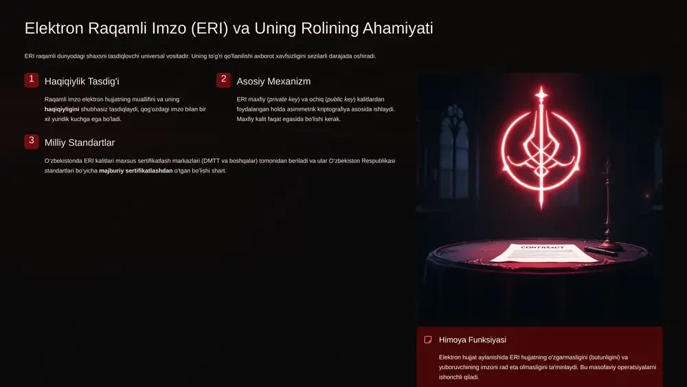 rda axborot xavfsizligini boshqarish korxonalarda xavfsizlikni ta'minlash tizimli yondashuvni, siyosatlarni va doimiy monitoringni talab qiladi. boshqaruv xavfni minimal darajaga tushirishga qaratilgan bo'lishi kerak. xodimlar ta'limi xodimlarni muntazam o‘qitish va xavfsizlik madaniyatini shakllantirish eng muhim investitsiyadir. xodimlar eng katta zaiflik emas, balki himoya chizig'i bo'lishi kerak. kirish huquqlari nazorati prinsip: "eng kam imtiyoz" (least privilege). har bir xodimga o'z vazifasini bajarish uchun zarur bo'lgan minimal darajadagi kirish huquqini berish va ularni doimiy ravishda ko'rib chiqish. insidentlarga javob xavfsizlik insidentlarini tezkor aniqlash, tahlil qilish va bartaraf etish uchun aniq reja (incident response plan) tuzish va unga rioya qilish. doimiy tekshiruv tizimlarning zaif tomonlarini aniqlash va xavfsizlik siyosatlariga rioya etilishini ta'minlash uchun muntazam ravishda ichki va tashqi auditlar o'tkazish. misol: o‘zbekiston bank tizimidagi xavfsizlik boshqaruvi tajribasi shuni ko'rsatadiki, katta moliyaviy aktivlar himoyasi yuqori darajadagi malaka va uzluksiz texnologik yangilanishni talab qiladi. 8 zamonaviy texnologiyalar axborot xavfsizligi xizmatida texnologik rivojlanish yangi tahdidlar bilan birga, …