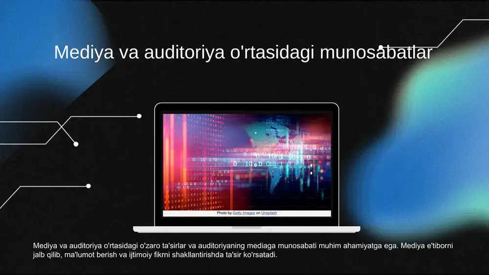 ko'rsatish orqali auditoriyaning fikr va qarorlariga ta'sir qiladi. ular stereotiplar yaratish va massaviy hissiyotlar paydo bo'lishiga sabab bo'lishi mumkin. massaviy hissiyotlar - bu ommaviy axborot vositalari orqali tarqatilayotgan umumiy hissiyot yoki kayfiyat. ta'sir ko'rsatadigan omillar texnologik innovatsiyalar, kontent turli xiligi va ma'lumotlarning ahamiyati auditoriyaning qarorlariga ta'sir ko'rsatadi. bu omillar orqali auditoriya o'z fikrlarini shakllantiradi va ijtimoiy muhitda o'z o'rnini belgilaydi. masalan, ijtimoiy tarmoqlardagi ma'lumotlar auditoriyaning fikrlarini tezda o'zgartirishi mumkin. photo by altumcode on unsplash mediya ta'sirining ijtimoiy muammolar bilan bog'liqligi diniy, etnik va jinsiy stereotiplar mediya, diniy, etnik va jinsiy stereotiplarni shakllantiruvchi muhim vosita sifatida, ijtimoiy muammolarni kuchaytirishi yoki ularni hal etishga yordam berishi mumkin. ommaviy axborot vositalari orqali tarqatiladigan ma'lumotlar, jamiyatda mavjud bo'lgan stereotiplarni kuchaytirishi yoki yo'qotishga xizmat qilishi mumkin. ijtimoiy muammolarni keltirib chiqarish ommaviy axborot vositalari ijtimoiy muammolarni keltirib chiqarishning asosiy omillaridan biri bo'lib, ayrim guruhlarni stigmatizatsiya qilish, ijtimoiy kelishmovchiliklarni kuchaytirish va mavjud ijtimoiy muammolarni yanada murakkablashtirishi mumkin. …