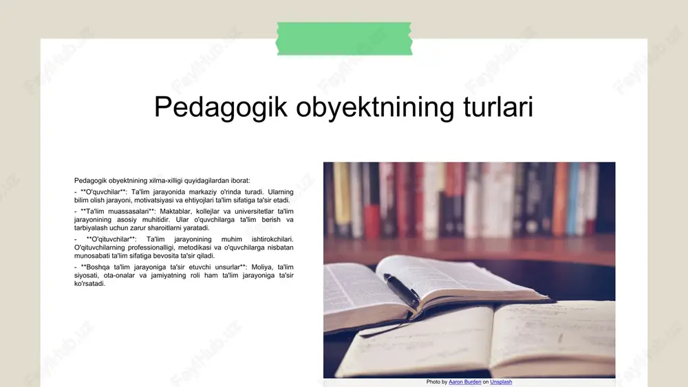 va axloqiy tarbiya, bolalar uchun asosiy bilimlarni berish. 5. ta’limning maqsadi: axloqiy va madaniy qadriyatlarni shakllantirish. o’rta asrlar pedagogikasi o’rta asrlar yevropasida ta’lim asosan monastirlar va universitetlarda amalga oshirildi. monastirlar diniy ta’limni taqdim etib, diniy matnlar va axloqiy qadriyatlarni o’rgatgan. universitetlar esa ilmiy fikrlarni rivojlantirishga xizmat qilgan va diniy falsafa bilan bog’liq muammolarni muhokama qilgan. bu davrda avgustin va tomas akvinsky kabi faylasuflar ta’lim jarayonida ilohiy bilimlarning ahamiyatini ta’kidlaganlar. diniy ta’limning ahamiyati o’sha davrda juda katta edi. diniy matnlar o’qitilishi, axloqiy tarbiya va diniy qadriyatlarning ta’lim jarayonidagi roli bugungi pedagogikada ham muhim ahamiyatga ega. yevropada uyg’onish davri uyg’onish davrida ta’lim falsafasi va yondashuvlari. uyg’onish davrining ta’lim falsafasi uyg’onish davrida humanizm va individualizm ta’limda markaziy o’rin egallagan. yangi pedagogik usullar faol ta’lim va tajribaviy o’qitish usullari ta’lim jarayonida qo’llanila boshlandi. mashhur pedagoglar jan-jak russo uyg’onish davrida ta’limni yangi yo’nalishlarga olib keldi. ilmiy yondashuv eksperiment va kuzatuv orqali ta’limda yangi bilimlar olingan. …