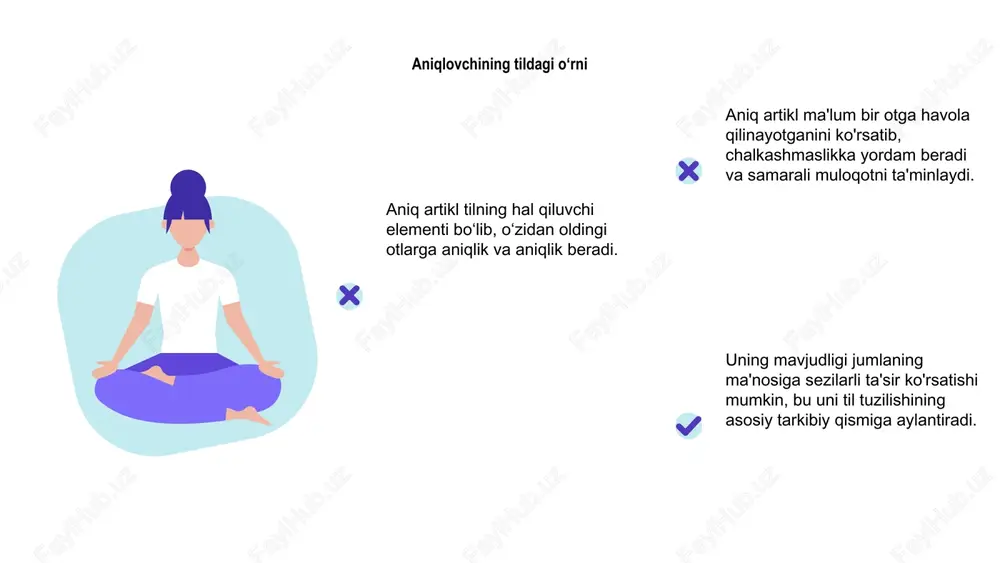 shdan saqlaning, chunki u yozishda ortiqcha va tartibsizlikka olib kelishi mumkin. maksimal ta'sir qilish uchun ""ni qaerga joylashtirishni diqqat bilan tanlang. aniq artikldan foydalanganda kontekst va auditoriyani hisobga olishni unutmang. yozuvingizning o'qilishi va aniqligini oshirish uchun undan samarali foydalanishni mashq qiling. aniq artiklning tarixiy qarashlari aniq artikl tarix davomida tillarning shakllanishida hal qiluvchi rol o‘ynagan, muloqotning o‘ziga xosligi va ravshanligini ta’minlagan. qadimgi yunon tilidan hozirgi ingliz tiliga qadar aniq artikldan foydalanish tarixiy matn va hujjatlarni tushunishda asosiy element bo‘lib kelgan. aniq artiklning evolyutsiyasini o'rganib chiqib, biz tilning rivojlanishi va bilimlarning avlodlarga uzatilishi haqida qimmatli ma'lumotlarga ega bo'lishimiz mumkin. tildagi aniq artiklning evolyutsiyasi aniq artikl til evolyutsiyasida muhim rol o'ynadi, aloqada o'ziga xoslik va muhimlikni belgilab berdi. qadimgi ingliz tilidan zamonaviy tillarga, aniq artikl lingvistik o'zgarishlar va madaniy ta'sirlarni aks ettirish uchun morflangan. aniq artiklning ma’nosini anglash til tuzilishi va ma’no nozikliklarini tushunishga yordam beradi. mars is a cold place aniq …