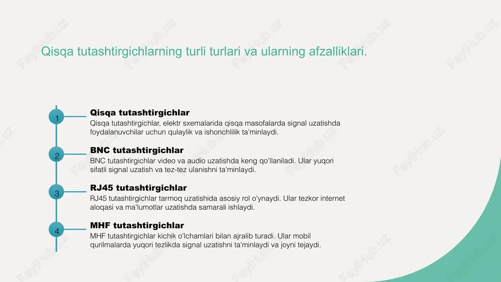 ignalni raqamli formatga o'zgartirish uchun ishlatiladi. ular raqamli tizimlarda yuqori aniqlik va tezlik ta'minlaydi. analog dividers analog dividers, uzluksiz signalni taqsimlash va qismlarga bo'lish uchun ishlatiladi. bular ko'pincha audio va video texnologiyalarida qo'llaniladi. faol dividers faol dividers kuch manbalaridan foydalanadi, bu esa ularning kuchli signalni ta'minlashini va kuchli yuklarga chidashini ta'minlaydi. ular ko'pincha kuchli sxemalarda ishlatiladi. passiv dividers passiv dividers kuch manbasidan mustaqil ishlaydi va faqat signalni bo'lish uchun rezistorlar yoki kondensatorlardan foydalanadi. ular oddiy sxemalarda keng tarqalgan. dividers va signal tarqatish: muhim bog'lanishlar. dividersning vazifasi dividers, elektron sxemalarda signal kuchini taqsimlash va nazorat qilishda muhim rol o'ynaydi, bu esa tizimning samaradorligini oshiradi. signal uzatish usullari dividers, analog va raqamli signal uzatish jarayonlarida ishlatiladi, bu esa turli xil ilovalar uchun optimal parametrlarni ta'minlaydi. dividers va sxemalar dividers, elektron sxemalarda kuch va signal tarqatish uchun muhim elementlar bo'lib, ularning to'g'ri tanlovi sxema ishining muvaffaqiyatiga ta'sir qiladi. tezkor bog'lanishlar dividers, signalni tezda …