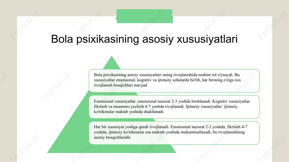 l qilmaslik muammolari ehtiyotkorlikni talab qiladi. bu muammolarni bartaraf etish uchun to'g'ri usullarni qo'llash zarur. munosabatlar psixologiyasining rivojlanish jarayoni munosabatlar psixologiyasining rivojlanish bosqichlari bolalarda ijtimoiy muhit, psixologik o'zgarishlar bilan bog'liq. bolalik, maktab yosh va yoshlikda har bir bosqichda psixika rivojlanadi. har bir bosqichda bolalarning o'zgarishi, o'yin, ijtimoiy ko'nikmalar, kommunikatsiya rivojlanishi kuzatiladi. bu jarayonlar psixologik va ijtimoiy omillar bilan ta'sirlanadi. rivojlanishda ota-onalar, o'qituvchilar, jamiyat va madaniyatning roli muhim. shaxsiy tajribalar, ijtimoiy muhit va madaniyat bu jarayonni shakllantiradi. bola psixikasini tushunishning asosiy tamoyillari yosh va rivojlanish bosqichlariga mos keladigan psixologik yondashuvlar va metodlarni hisobga oladi. bu tamoyillar bolalarning emotsional, intellektual va ijtimoiy rivojlanishini to‘g‘ri baholash uchun muhimdir. psixologik nazariyalar, masalan, freyd, erikson va vygotski nazariyalari, bolalar psixikasining rivojlanishini tushunishga yordam beradi. ular bolalarni baholash va rivojlantirish strategiyalarini ishlab chiqishda qo‘llaniladi. bola psixikasini rivojlantirishda muhit, ta'lim, ota-ona munosabatlari va ijtimoiy muhit muhim omillardir. ushbu omillar bolalarning emotsional, intellektual va ijtimoiy rivojlanishini ta'minlaydi. psixologlar …