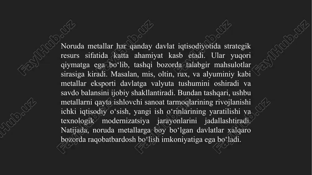 noruda metallarning xalq xoʻjaligidagi oʻrni.pptx - Page 4