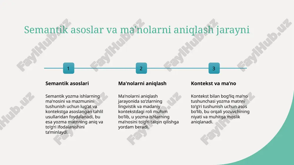 rni aniqlash usullari tilshunoslar madaniyat va til nuanslarini aniqlash uchun semantik va pragmatik metodlarni qo'llaydi. bu, ayniqsa, noaniq yoki bilvosita ifodalarni tushuntirishda yordam beradi. 03 kultural kontekstning tahlili yozma ishlarida madaniyat va til nuanslarini to'g'ri tahlil qilish uchun kontekstga asoslangan metodlar qo'llanadi. bu, muallifning ma'nosini to'g'ri yetkazishda muhim. 04 amaliy misollar va texnikalar madaniyat va til nuanslarini hisobga olgan holda yozilgan misollar tahlil qilinadi. masalan, an'anaviy iboralar va idiomalar bilan ishlashda lingvistik texnikalar qo'llaniladi. imloviy yozuvlarda sintaktik strukturalar va ularning tahlili 1 sintaktik tuzilma strukturalari - imloviy yozuvlarda sintaktik tuzilma, odatda, gaplar va iboralar orasidagi bog‘liqlikni ifodalaydi. ular yozuvning mantiqiy va aniq bo‘lishida muhim rol o‘ynaydi. 2 ma'no va bog‘liqlik - sintaktik elementlar yordamida yozuvda ma'no oydinligi ta'minlanadi. ular yordamida fikrlar va fikrlar orasidagi bog‘liqlik, shuningdek, yozuvning oqimligi ta'minlanadi. 3 tahlil usullari - sintaktik strukturalarni tahlil qilish uchun grammatik qoidalarga asoslangan usullar qo‘llanadi. bu usullar yozuvdagi xatoliklarni aniqlash va yaxshilashga …
