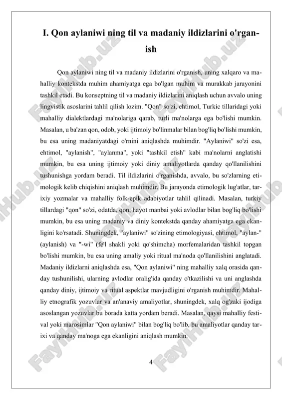 rchas bog'liq bo'lib, ularning tarixiy ildizlari va jamiyatdagi o'rni haqida tushuncha berish muhimdir. bu amaliyotlar asosan etnografik va madaniy kontekstda qaraladi, ular orqali an'anaviy qadriyatlar, ijtimoiy tuzilma va ruhiy dunyo bog'lanadi. qon aylaniwi, odatda, turli etnik va qishloq hududlarida yashovchi xalqlarning ramziy va amaliy hayotida muhim o'rin tutadi. bu amaliyotlar asosan jamoaviy ruhiyat, madaniy identifikatsiya va o'ziga xoslikni saqlash uchun xizmat qiladi. an'anaviy amaliyotlarning asosiy tarkibiy qismlaridan biri bo'lib, ular odatda, turli diniy, rituallar va urf-odatlar bilan bog'liq bo'ladi. masalan, qon aylaniwi bilan bog'liq bo'lgan marosimlar, odatda, muayyan davrlar, mas'uliyatlar yoki ijtimoiy vazifalarni bajarishga qaratilgan bo'ladi. bu marosimlar, ayniqsa, oilaviy, jamoaviy yoki qishloq hayotida muhim ahamiyat kasb etadi va ularning asosiy maqsadi, odatda, ruhiy barqarorlik, ijtimoiy muvozanat va madaniy davomiylikni ta'minlashdir. hozirgi zamonda esa, bu an'anaviy amaliyotlar o'zining madaniy va ijtimoiy ahamiyatini saqlab qolgan holda, yangi sharoitlarga moslashmoqda. ular ko'pincha, madaniyatni saqlash, turizmni rivojlantirish yoki mahalliy identitetni mustahkamlash uchun ishlatiladi. …