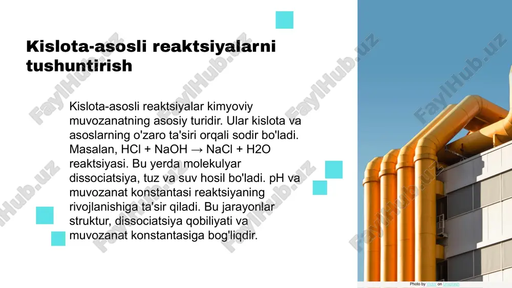 tlari tahdidlari s w o t katalizatorlar va muvozanat katalizatorlar kimyoviy muvozanatga ta'sir qilmaydi, reaktsiya tezligini oshiradi, lekin muvozanat holatini o'zgartirmaydi. u reaktsiyalarni tezlashtirish uchun muvozanatga kirib, molekulalarni tezroq ajratadi. le chatelier printsipi bo'yicha, katalizatorlar muvozanatni o'zgartirmaydi, lekin reaktsiya tezligini oshiradi. bu muvozanatga erishish vaqtini qisqartiradi. katalizatorlar muvozanatga ta'sir qilmaydi, lekin reaktsiya tezligini oshiradi. natijada, muvozanatga erishish uchun vaqt kamayadi, bu sanoat va laboratoriya jarayonlarida muhimdir. katalizatorlar va sanoat sanoatda katalizatorlar muhim rol o'ynaydi, masalan, neftni qayta ishlash va kimyo sanoatida. ular jarayonlarni tezlashtiradi va samaradorlikni oshiradi. katalizatorlar yordamida ishlab chiqarish xarajatlarini kamaytirish, resurslardan samarali foydalanish va ishlab chiqarish quvvatini oshirish mumkin. bu iqtisodiy foyda keltiradi. katalizatorlar iqtisodiy samaradorlikni oshiradi, ekologik muhitni yaxshilaydi va milliy iqtisodiyotga ijobiy ta'sir ko'rsatadi, ular uchun muhimdir. katalizatorlarning kelajagi innovatsion katalizatorlar kelajakda kimyo sanoatida muhim o'rin tutadi. nano-katalizatorlar, biomimetik va biokatalizatorlar yangi imkoniyatlar yaratadi, ularning samaradorligi va ekologik xavfsizligi oshirilmoqda. katalizatorlar va ekologik muammolar: zamonaviy …