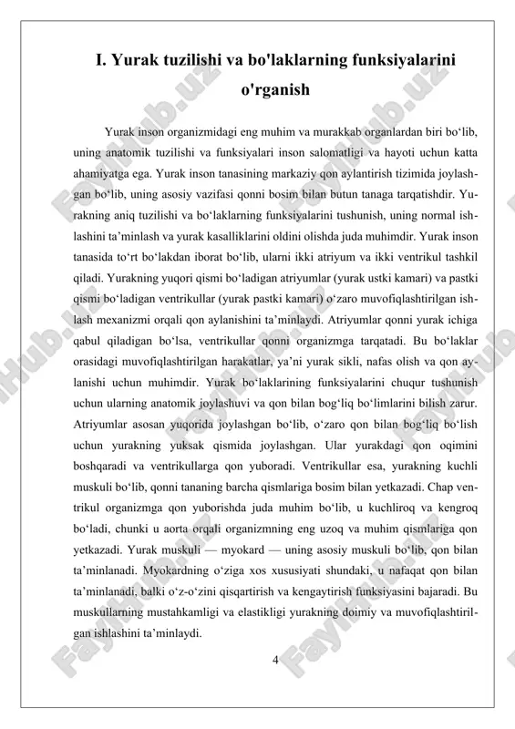 mcha sifatida, zamonaviy texnologiyalar yurak anatomiyasini vizualizatsiya qilish va tahlil qilish imkoniyatlarini kengaytirmoqda. bu yondashuvlar, ayniqsa, yurak kasalliklarini aniqlash, diagnostika qilish va davolash jarayonlarini samarali boshqarishga yordam beradi. zamonaviy texnologiyalardan biri magnetresonans tomografiya (mrt) bo‘lib, u yurak tuzilishini aniq va detallarga boy tarzda ko‘rsatishga imkon beradi. mrt yurakning ichki tuzilishini, mushaklarning strukturasini, yurak bo‘laklarining o‘zaro munosabatlarini va qon tomirlarining holatini yuqori aniqlik bilan tasvirlaydi. bu texnologiya orqali, ayniqsa, yurakning murakkab anatomik tuzilishini 3d formatida model qilish mumkin bo‘lib, shifokorlarga kasalliklarning joylashuvi va darajasini aniq belgilashda yordam beradi. mrt yordamida yurakning funksional holati, masalan, muskullarning qisqarishi va kengayishi, qonni oqimi va qon aylanishining o‘zgarishlari ham baholanadi. kompyuter tomografiyasi (kt) ham yurak anatomiyasini o‘rganishda keng qo‘llanilmoqda. kt yuqori tezlikda va yuqori aniqlikda yurak va qon tomirlarining tasvirini olish imkonini beradi. bu texnologiya, ayniqsa, yurakning o‘tkazuvchanligini va qon tomirlaridagi tiqilishlarni aniqlashda muhimdir. angiografiya usullari bilan birga, qon tomirlarining kengaytirilgan tasvirini olish imkoniyati, shuningdek, …