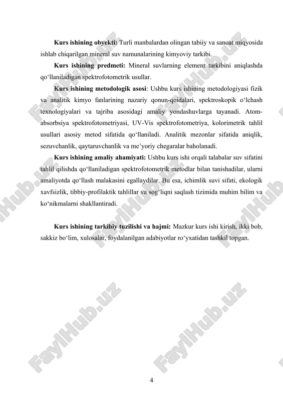 moddalarning ma’lum nisbatda qo‘shilishi orqali tayyorlanadi. biroq ko‘pchilik sog‘liqni saqlash mutaxassislari faqat tabiiy mineral suvlarni foydaliroq deb hisoblaydi. mineral suvlar, asosan, tarkibidagi mineral tuzlar miqdoriga qarab quyidagi toifalarga bo‘linadi: past mineralizatsiyali, o‘rtacha mineralizatsiyali va yuqori mineralizatsiyali. past mineralizatsiyali suvlar odatda ichimlik sifatida keng qo‘llaniladi. bu turdagi suvlar tarkibida kam miqdorda natriy, kalsiy, magniy, sulfat, gidrokarbonat kabi elementlar bo‘ladi. o‘rtacha mineralizatsiyali suvlar ko‘proq profilaktik maqsadlarda iste’mol qilinadi. ular organizmda muvozanatni saqlash, ichki muhitni barqarorlashtirish va moddalar almashinuvi jarayonini yaxshilashga yordam beradi. yuqori mineralizatsiyali suvlar esa ko‘pincha davolash maqsadlarida, shifobaxsh kurortlarda, shifokor nazorati ostida ishlatiladi. ularning tarkibi boy bo‘lib, ko‘plab foydali moddalarga ega. shu sababli, bunday suvlarni haddan ortiq miqdorda ichish tavsiya etilmaydi. mineral suvlar tarkibidagi asosiy elementlar bu natriy (na), kalsiy (ca), magniy (mg), sulfat (so₄), gidrokarbonat (hco₃), xlor (cl) va karbon dioksid (co₂) gazidir. ushbu komponentlar har bir organizm uchun muhim hisoblanadi. masalan, kalsiy suyak to‘qimalarining mustahkamligi va yurak mushaklari …