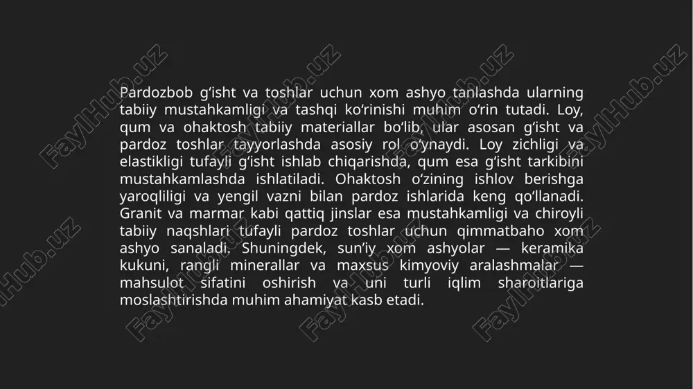 pardozbob g’isht va toshlar uchun xom ashyo.pptx - Page 4