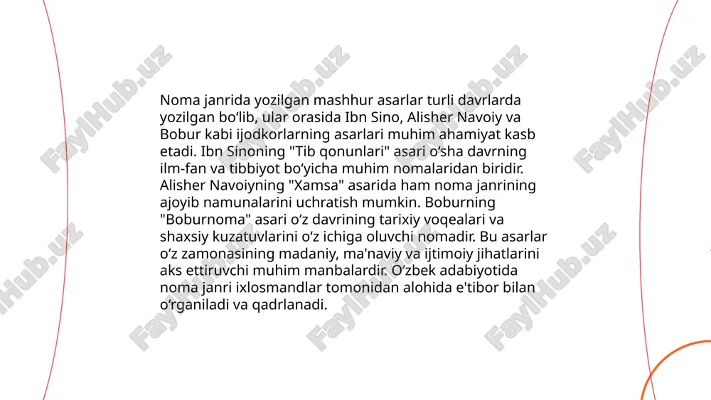 tiroblari markaziy o‘rinda turadi. õzbek adabiyotida noma janri qoʻldosheva sevinch e'tiboringiz uchun raxmat! image1.png image2.png image3.png image4.jpeg image5.png image6.jpeg image7.jpeg