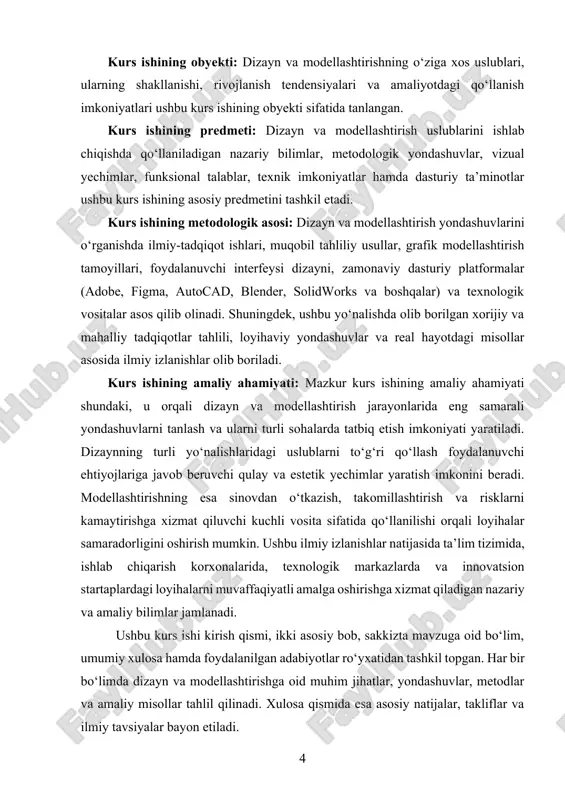 ularning barchasini birlashtirib turuvchi umumiy xususiyat – bu foydalanuvchining ehtiyojlariga javob beruvchi samarali va estetik echim yaratishdir. dizayn jarayoni, odatda, g‘oyaning tug‘ilishi, rejalashtirish, chizmalarning tayyorlanishi, tahlil va testdan o‘tkazish bosqichlarini o‘z ichiga oladi. bu jarayon har doim ijodkorlik, innovatsion fikrlash va texnik bilimlarni uyg‘unlashtirishni talab etadi. shu bois, dizayn faoliyati muhandislik, san’at, psixologiya va sotsiologiya fanlari bilan chambarchas bog‘langan. modellashtirish esa, mavjud yoki yaratilishi rejalashtirilayotgan tizim yoki ob’ektning soddalashtirilgan ko‘rinishini yaratish jarayonidir. bu jarayon orqali murakkab tizimlar oddiy va tushunarli shaklda ifodalanadi va ular ustida tahlil, sinov, bashorat qilish imkoniyatlari yuzaga keladi. modellashtirish yordamida dizaynerlar yoki muhandislar mahsulot yoki tizimning real sharoitlarda qanday ishlashini oldindan ko‘rib chiqishadi, muammoli jihatlarini aniqlab, ularni takomillashtirish yo‘llarini ishlab chiqishadi. modellashtirish ikki asosiy yo‘nalishda amalga oshiriladi: vizual modellashtirish va matematik modellashtirish. vizual modellashtirishda grafik vositalar yordamida ob’ektlarning 3d shakllari yaratiladi. bu usul ayniqsa sanoat dizayni, arxitektura, animatsiya, video o‘yinlar va filmsozlik sohalarida keng qo‘llaniladi. matematik …