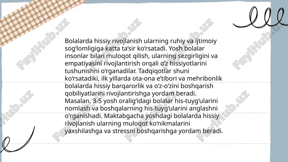 keltirib chiqarishi mumkin. shuningdek, harakatlanish bilan shug'ullanish bolalarda kognitiv rivojlanishga ham ijobiy ta'sir ko'rsatadi. maktabgacha yoshdagi bolalar psixologiyasi atamuratova feruza e'tiboringiz uchun raxmat! image1.png image2.png image3.png image4.jpg image5.png image6.jpg image7.jpg