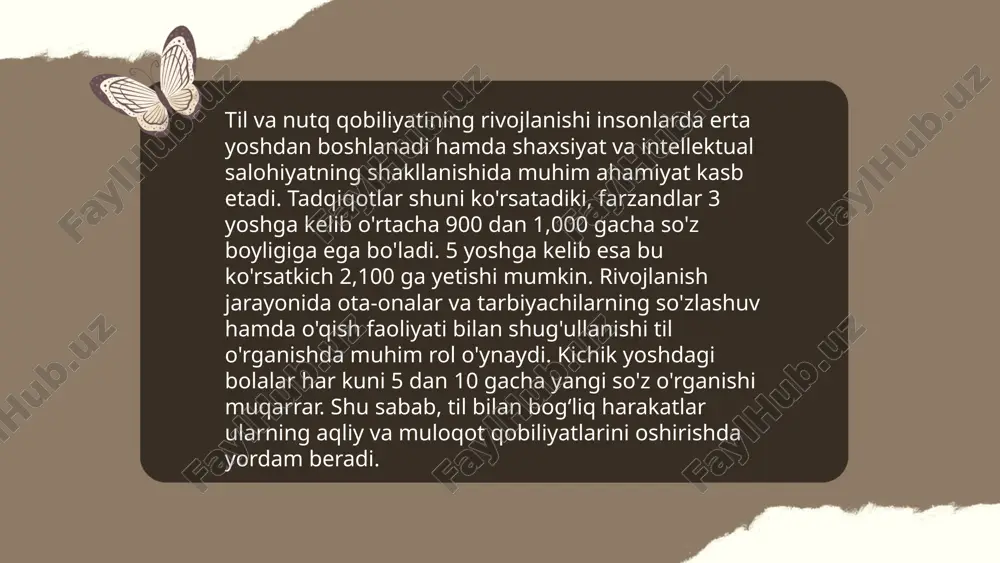 r bilan tanishishni tavsiya qiladi. shu bilan birga, ijodiy mashqlar, masalan, brainstorming va meditatsiya orqali ham ijodiy fikrlashni kuchaytirish mumkin. ... t.me/slaydai_bot jamoaviy o‘yinlar insonlar o‘rtasida ijtimoiy muloqotni mustahkamlaydi. tadqiqotlarga ko‘ra, jamoaviy sport turlari bilan shug‘ullanish odamlarga 50% ga ko‘proq ijtimoiy aloqalar o‘rnatish imkonini beradi. o‘yinlar ishtirokchilar orasida hamkorlik va jamoa ruhini rivojlantiradi, bu esa keyinchalik ijtimoiy muloqotda ham ahamiyat kasb etadi. masalan, basketbol va voleybol kabi o‘yinlar jamoa a’zolari o‘rtasida muloqot ko‘nikmalarini 30% ga oshirishga yordam beradi. jamoaviy o‘yinlar yoshlar uchun ayniqsa foydalidir, chunki ular o‘zaro tushunishni, muloqotni va hissiy intellektni rivojlantirishga xizmat qiladi. shu bilan birga, stress darajasini 25% ga kamaytirishi mumkin. ... t.me/slaydai_bot 10. mustaqil faoliyat va o'zini anglash mustaqil faoliyat va o'zini anglash shaxsni rivojlantirish jarayonida muhim ahamiyatga ega. mustaqil faoliyat orqali shaxs o'z qobiliyatlarini sinab ko'radi va yangi ko'nikmalarni rivojlantiradi. o'zini anglash esa insonning o'zini to'g'ri baholashi va imkoniyatlarini real holatda idrok etishini nazarda tutadi. …