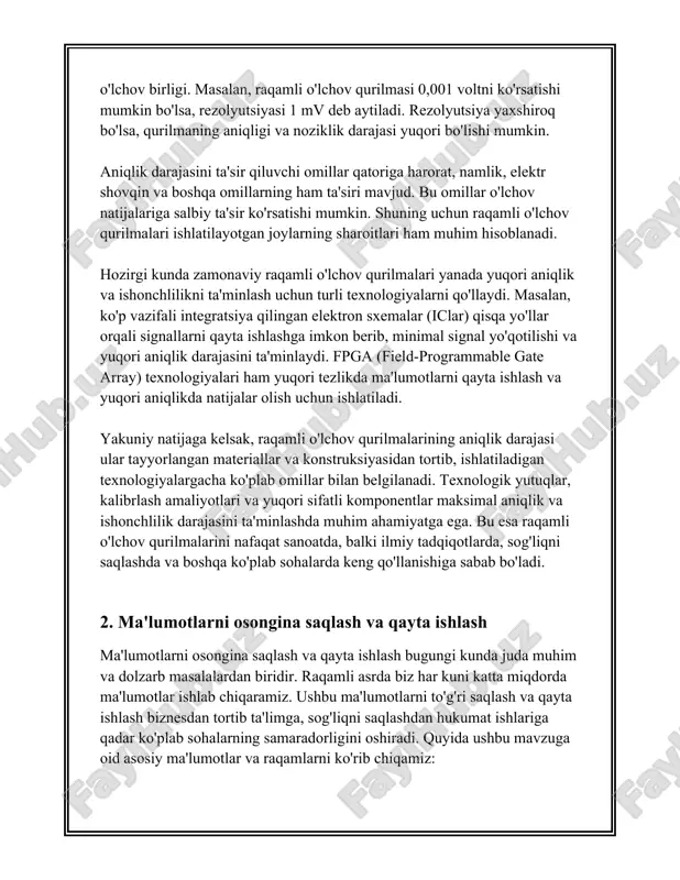 da kiberhujumlar soni 37% ga o'sgan. bu esa kompaniyalarni ma'lumotlar xavfsizligini mustahkamlash uchun yanada ko'proq investitsiya qilishga majbur qildi. 7. **sun'iy intelekt va ma'lumotlar**: sun'iy intelekt yordamida ma'lumotlarni qayta ishlash tezligi sezilarli darajada oshmoqda. ai texnologiyalari nafaqat ma'lumotlarni tahlil qilishda, balki ulardan aniq va samarali javoblar olishda ham qo'llaniladi. 8. **ma'lumotlar zichligi**: qattiq disklar (hdd) va solid-state drives (ssd) kabi saqlash qurilmalarning zichligi dastlabki yillarda oddiy disklarga qaraganda bir necha yuz marta oshgan. masalan, 3.5 dyuymlik qattiq disklar 10 terabaytgacha ma'lumotlarni sig'dira oladi. 9. **kompaniyalar uchun qiymat**: mckinsey & company tadqiqotlariga ko'ra, ma'lumotlarga asoslangan qarorlar qabul qilish korxonalarganing daromadlarini 8-10% ga oshirishi mumkin. ushbu ma'lumotlar va raqamlar, ma'lumotlarni saqlash va qayta ishlashning qanchalik katta ahamiyatga ega ekanligini va uning kelajakda qanday o'sib borishini ko'rsatib beradi. royhatda sun’iy intellekt, xavfsizlik, ma’lumotlar markazlari kabi ko‘plab sohalarda o‘zgarishlar va yangi tendensiyalar kuzatilmoqda, bu esa texnologik rivojlanishga yanada ko'proq e'tibor qaratishni talab qiladi. 3. …