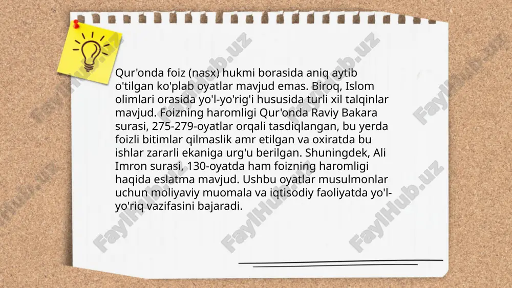 sx va abrogatsiya nasx va abrogatsiya islom huquqida muhim tushunchalardir. nasx – yaratgan tomonidan avvalgi hukmni keyingi hukm bilan almashtirishdir. masalan, qur'onda 43 ta oyat nasx qilingan deb hisoblanadi. abrogatsiya esa xalqaro va milliy huquqiy tizimlarda qabul qilingan normativ hujjatni bekor qilish yoki yangi hujjat bilan almashtirish jarayonidir. bu jarayon qonunlar va boshqa me'yoriy aktlarga nisbatan qo'llanadi. abrogatsiya orqali amalda bo'lgan qoidalar yangilanadi yoki bekor qilinadi, bu esa huquqiy tizimning zamon talablariga moslashuviga xizmat qiladi. nasx va abrogatsiya, huquqiy tartib va diniy qonunlar kontekstida muvozanat va yangilanishni ta'minlaydi. ... t.me/slaydai_bot qur'onda nasx qilish tadbiri, ba'zi hukmlarni vaqt o‘tishi bilan o‘zgartirish yoki bekor qilish orqali o‘zgartirishni nazarda tutadi. asosiy sabablar orasida musulmonlar jamoasining ehtiyojlari va sharoitlari o‘zgarishi hamda ijtimoiy ahvolga moslashish kiradi. nasx qilish, o‘zgargan holatlarda yaxshiroq tartibni joriy etish va o‘z vaqtida tushirilgan hukmlarni yangilash orqali payg‘ambar (s.a.v) vaqtida samaraliroq amaliyotlarni amalga oshirishga yordam berdi. ba’zi oyatlar boshqa oyatlar bilan …