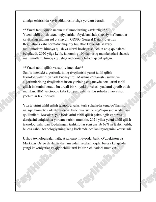taqqoslaydi. bu texnologiyadan asosan telefon orqali xavfsiz autentifikatsiya qilish dasturlarida foydalaniladi. biometrik autentifikatsiyaning afzalliklari: 1. yuqori xavfsizlik: biometrik ma'lumotlar klonlanishi yoki o'g'irlanishi qiyin. 2. foydalanuvchilarga qulay: biometrik ma'lumotlarni unutish yoki yo'qotish xavfi yo'q. 3. jarayonning tezligi: an'anaviy parollarni kiritish talab qilinmagani sababli, autentifikatsiya tez amalga oshiriladi. shu bilan birga, biometrik autentifikatsiyaning ba'zi cheklovlari ham mavjud: 1. maxfiylik xavfi: biometrik ma'lumotlarning yagona nusxasi mavjud, ularni yo'qotish yoki o'g'irlanishi katta yo'qotishlarga olib kelishi mumkin. 2. usulning cho'ntakbopligi: ba'zida biometrik tizimlar qimmatga tushadi, shuning uchun kichik bizneslar uchun qabul qilish qiyin bo'lishi mumkin. 3. texnik cheklovlar: ayrim holatlarda, texnologiya noto'g'ri aniqlik olib kelishi mumkin, masalan, yomon yorug'da yuzni tanib olishda yoki barmoq izidagi kesiklarda. biometrik autentifikatsiya nafaqat smartfonlar va kompyuterlarda, balki turli davlat va xususiy sektorlar, tibbiyot, transport, va bank sohalarida qo‘llanilmoqda. 2021-yilda biometrik bozori hajmi taxminan 36,6 milliard dollar bo'lgan, va prognozlarga ko'ra, bu raqam 2027-yilga kelib 68,6 milliard dollarga yetishi kutilmoqda. …