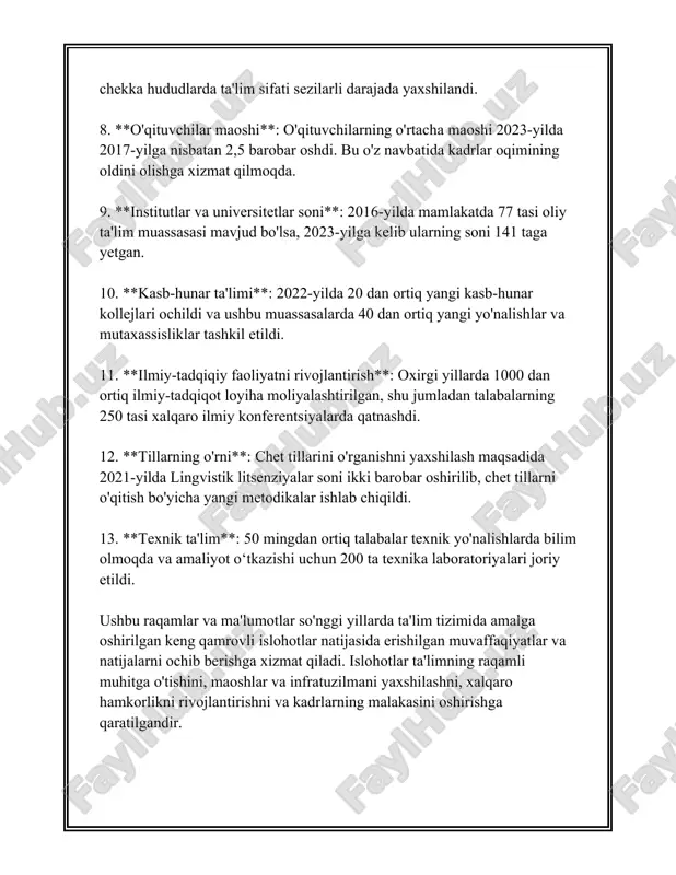 esurslari va xizmat ko'rsatish bo'yicha qiyinchiliklarga duch kelmoqda. 2021-yilda afrika davlatlarining deyarli yarmida bir nafar shifokorga 10 mingdan ortiq aholi to'g'ri kelmoqda, bu esa bemorlarga tibbiy xizmatlarni o'z vaqtida ko'rsata olishda muammolarni tug'diradi. noqulay sharoitlarga qaramay, sog'liqni saqlash sohasidagi istiqbollar tobora yaxshilanishgi kutilmoqda. jahon banki hisobotiga ko'ra, kelgusi 5 yilda global sog'liqni saqlash sektoriga investitsiyalar hajmi 30% ga oshishi mumkin. bu raqamlar sog'liqni saqlash tizimlarining modernizatsiyasi va xizmatlarni yaxshilash uchun qo'shimcha resurslarni yaratishi mumkin. shuningdek, global sog'liqni saqlash hamkorligi va tajriba almashish orqali umummanfaatdardagi muammolarni hal qilish harakatlari davom etmoqda. jsst va boshqa xalqaro tashkilotlar yangi tashabbuslarni ilgari surib, davlatlar orasidagi sog'liqni saqlash bo'yicha hamkorlikni mustahkamlashga e'tibor qaratmoqdalar. umuman olganda, sog'liqni saqlash tizimidagi o'zgarishlar uning rivojlanishi va yaxshilanishi uchun muhim rol o'ynaydi. raqobatbardosh va samarali tibbiy xizmat ko'rsatish uchun texnologiyalar, siyosatlar va resurslar samabangligini ta'minlash zarur. 3. ishsizlik darajasini kamaytirish tizimlari ishsizlik darajasini kamaytirish tizimlari haqida gap ketganda, mamlakatlar turli …