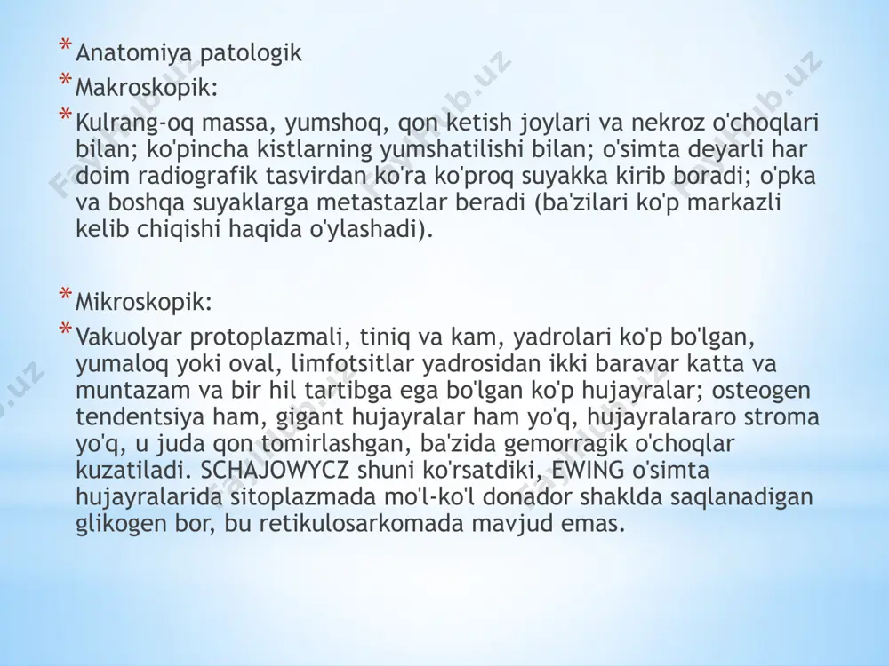 ay sababsiz isitma. hech qanday sababsiz sindirilgan suyak. yuing sarkomasi bo'lgan bolalarni davolashni bolalar saratonini davolash bo'yicha mutaxassis bo'lgan sog'liqni saqlash xodimlari guruhi rejalashtirishi kerak. davolash a tomonidan nazorat qilinadi bolalar onkologi, saraton kasalligiga chalingan bolalarni davolashga ixtisoslashgan shifokor. bolalar onkologi boshqalar bilan ishlaydi sog'liqni saqlash provayderlari yuing sarkomasi bo'lgan bolalarni davolash bo'yicha mutaxassislar va ma'lum sohalarda ixtisoslashgan tibbiyot. bular orasida mutaxassislar quyidagilar kiradi: pediatr. onkolog jarroh yoki ortoped onkolog. radiatsiya onkologi. pediatriya hamshirasi mutaxassisi. ijtimoiy ishchi. reabilitatsiya bo'yicha mutaxassis. psixolog. image1.png image2.png