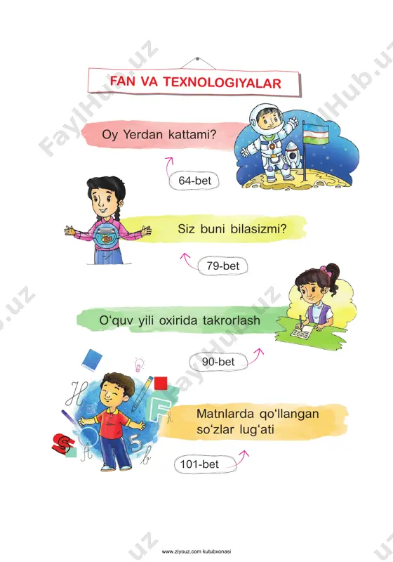 aning qarshisida jim. abdurahmon akbar 15 www.ziyouz.com kutubxonasi 1 kapalak nima uchun jo‘jaga yordam bera olmadi? chumchuq-chi? 2 chuvalchangning maslahati nima uchun foyda bermadi? 3 chumoli qanday qilib jo‘jaga yordam ber- di? 4 siz jo‘jaga qanday yordam bergan bo‘lar- dingiz? 5 jo‘janing o‘rnida bo‘lganingizda siz nima qilar edingiz? 6 ertakdagi asosiy qahramon kim? nima uchun? 5. o‘zingiz mustaqil ertak to‘qishga harakat qiling. ertakning nomi nima bo‘ladi? ertakda qanday qahramonlar ishtirok etadi? 6. berilgan gaplardan to‘g‘ri yozilganlarini belgilang. so‘zlarga -ga qo‘shimchasini qo‘shing. tovushlardagi o‘zgarishga ahamiyat bering. chumoli chumoligaga =+ quduq quduqqaga =+ kapalak kapalakkaga =+ 16 www.ziyouz.com kutubxonasi 7. so‘zlarga -ga qo‘shimchasining qo‘shi lishiga diqqat qiling. o‘rmon chetidagi o‘tloqda bir savatcha turardi. uning ichida tuxum bor edi. shundoq o‘rmon chetida, o‘tloq bo‘yida chiroyli bir savatcha yotar qarovsiz. bandi pishiq va nafis, tuxumi ham bor, bunaqasin, ehtimol, ko‘rmagansiz siz. yashil va sariq rangda ajratilgan gaplarni solishtiring. ularning farqiga e’tibor bering. quyidagi ta’riflarning …