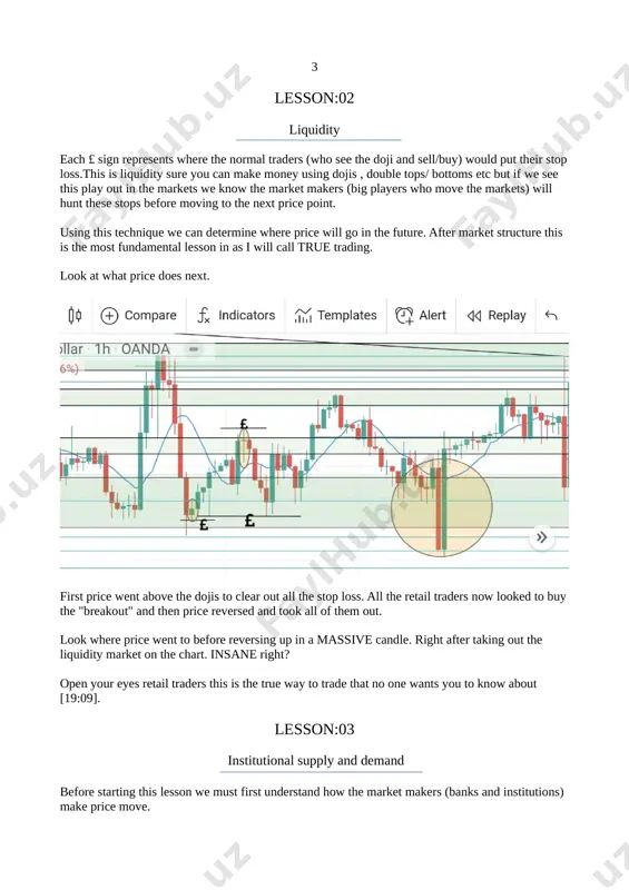e trading and trade along with them. 6 how do we find setups using this pattern? it comes on all timeframes (although i wouldn't recommend using less than 30 min timefram unless trading gold which is more manipulated than normal forex pairs). 7 simple. we mark out the 50% (of the wick that took liquidity) and we place out buy / sell limits with the stop loss above the wick. the smaller the timeframe the more smaller stop loss you will have (this example is on the 1hr tf on eu). using this you can find some beautiful sniper entry trades with very big risk to reward. of course with any strategy this isn't a 100% win rate lol but becouse you can find amazing rr ratios one win far outweighs any losses. sometimes price will react from the start of the wick not the middle 50% (showed by the …