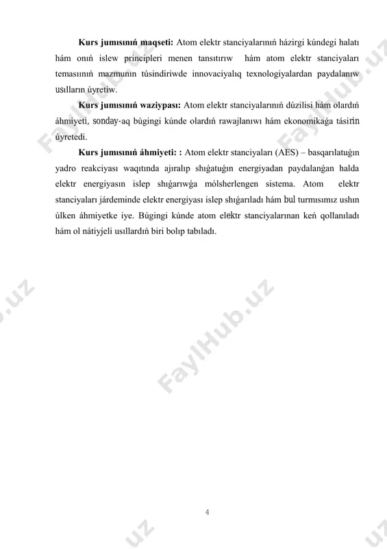 en 139 ǵa shekem bolǵan 6 yadrolardıń payda bolıw itimalı eń joqarı boladı. teń massalı bóliniw itimalı biraz kishi hám siyrek jaǵdaylarda ǵana júz beriwi múmkin. bóliniw reaksiyasınıń tómendegishe jaǵdayı eń kóp júz beredi: + q (energiya) (2.1) keyingi izleniwlerdiń kórsetiwinshe, neytron tásirinde basqa awır elementlerdiń yadroları da ıdırawı múmkin eken. bular , , hám basqalar. úzliksiz shınjır reakciyası. joqarıda atap ótilgenindey, hár bir uran yadrosı bólingende yadro bóleklerinen tısqarı 2–3 neytron da ushıp shıǵadı. óz gezeginde, bul neytronlar da basqa uran yadrosına túsiwi hám olardıń da ıdırawına alıp keliwi múmkin. nátiyjede 4–9 neytron payda boladı hám sonsha yadronı ıdıratıp, 8 den 27 ge shekem neytronlardıń payda bolıwına sebep boladı. solay etip, óz-óziniń ıdırawın kúsheytiwshi process payda boladı (1-súwret). bul process úzliksiz shınjır reakciyası delinedi. shınjır reakciyası ekzotermalıq reakciya esaplanadı, yaǵnıy reakciya joqarı muǵdardaǵı energiya bólinip shıǵıwı menen júz beredi. biz joqarıda bir uran yadrosı bólingende 200 mev energiya bólinip …