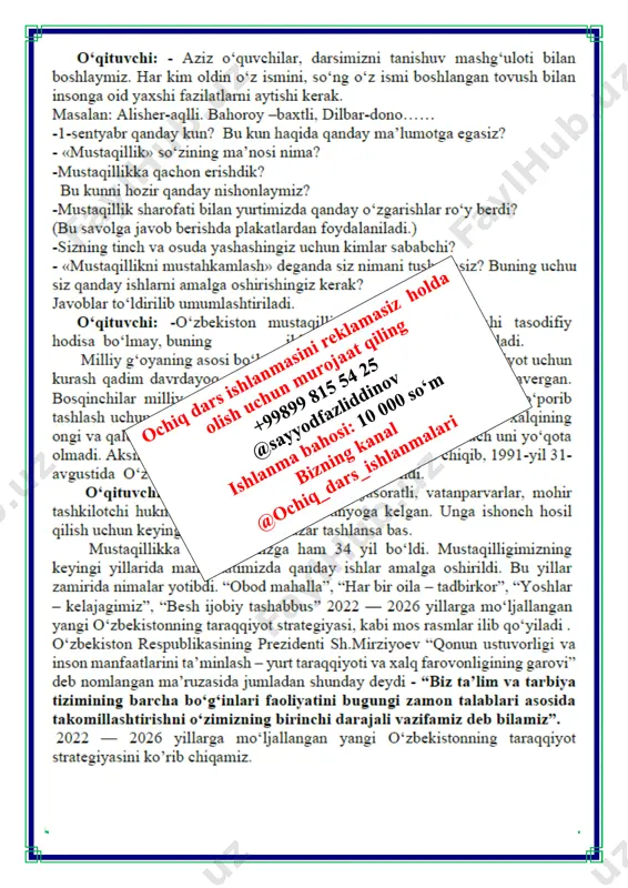3 variant mustaqillik darsi 2025-yil 1-4 sinflar - Page 4
