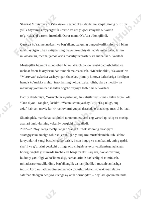 layotgan o’g’il-qizlarimiz amal qilishlarini juda-juda istardik. mana, ulug’ ajdodimiz nima deb yozganlar: “xalqning aniq maqsad sari harakat qilishi, davlatmand bo’lishi, baxtli bo’lib izzat-hurmat topishi, jahongir bo’lishi yoki zaif bo’lib xorlikka tushishi, baxtsizlik yukini tortishi, e’tibordan qolib, o’zgalarga tobe va qul, asir bo’lishi ularning o’z ota-onalaridan bolalikda olgan tarbiyalariga bog’liq”. biz quyida mustaqillik, vatan so’zlariga tarif beramiz · [image: ] istagan mavzuingizda ochiq dars taqdimotlar tayyorlab beramiz murojaat uchun telefon 97-845-09-09 telegram @secret_0909 istagan mavzuingizda ochiq dars taqdimotlar tayyorlab beramiz murojaat uchun telefon 97-845-09-09 telegram @secret_0909 istagan mavzuingizda ochiq dars taqdimotlar tayyorlab beramiz murojaat uchun telefon 97-845-09-09 telegram @secret_0909 istagan mavzuingizda ochiq dars taqdimotlar tayyorlab beramiz murojaat uchun telefon 97-845-09-09 telegram @secret_0909 istagan mavzuingizda ochiq dars taqdimotlar tayyorlab beramiz murojaat uchun telefon 97-845-09-09 telegram @secret_0909 istagan mavzuingizda ochiq dars taqdimotlar tayyorlab beramiz murojaat uchun telefon 97-845-09-09 telegram @secret_0909 istagan mavzuingizda ochiq dars taqdimotlar tayyorlab beramiz murojaat uchun telefon 97-845-09-09 telegram @secret_0909 …