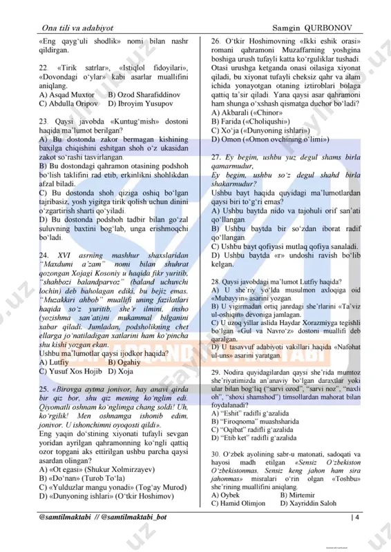 ona tili va adabiyot. 17-variant - Page 4
